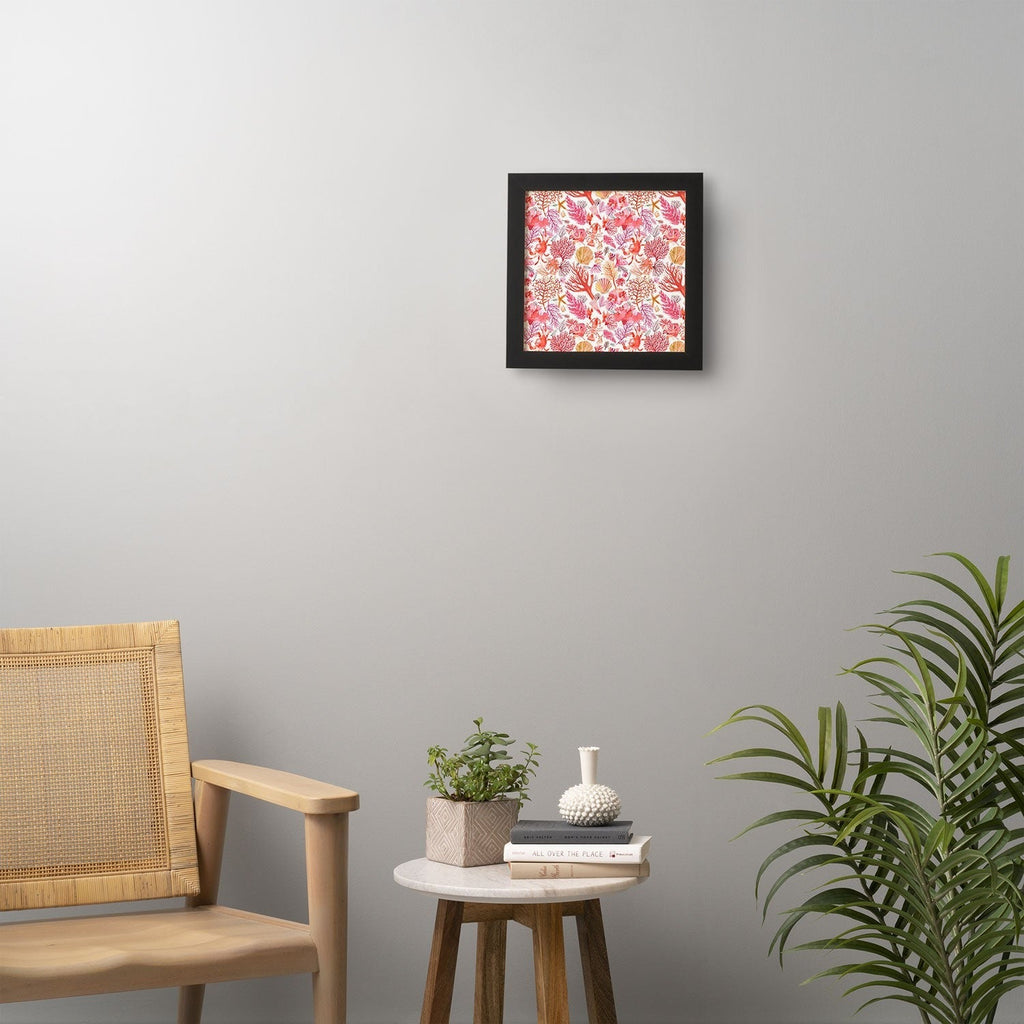 Ninola Design Botanic Retreat Coral Reef Crab Lobster Red Framed Wall Art