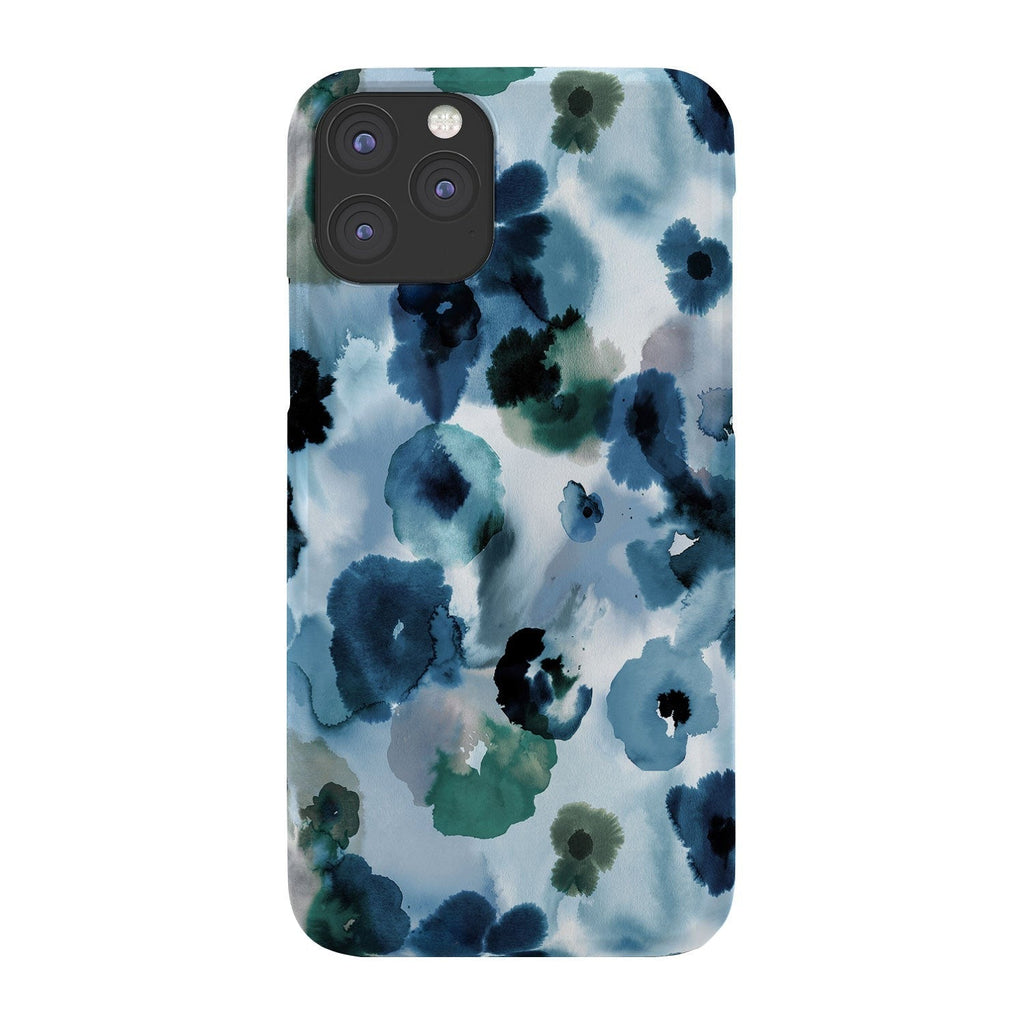 Ninola Design Botanic Retreat Ombre Abstract Watercolor Flowers Blue Navy Phone Case
