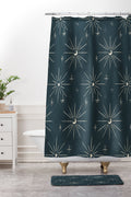 Little Om Pattern Little Moon navy Shower Curtain And Mat