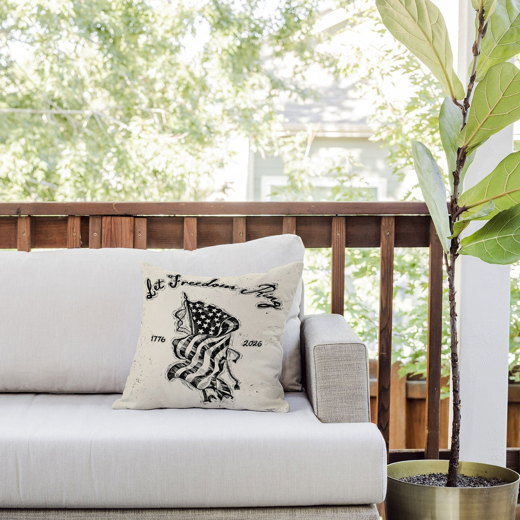 DENY Designs Let Freedom Ring Block Outdoor Throw Pillow