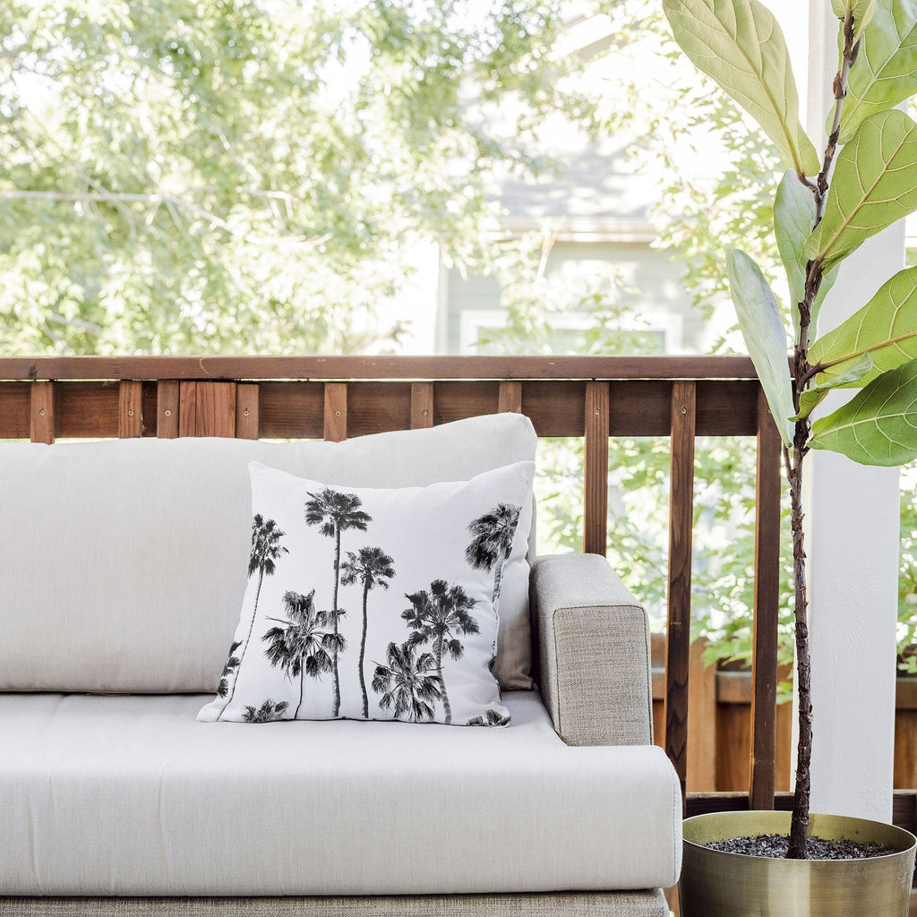 Gal Design Black And White Palms Outdoor Throw Pillow