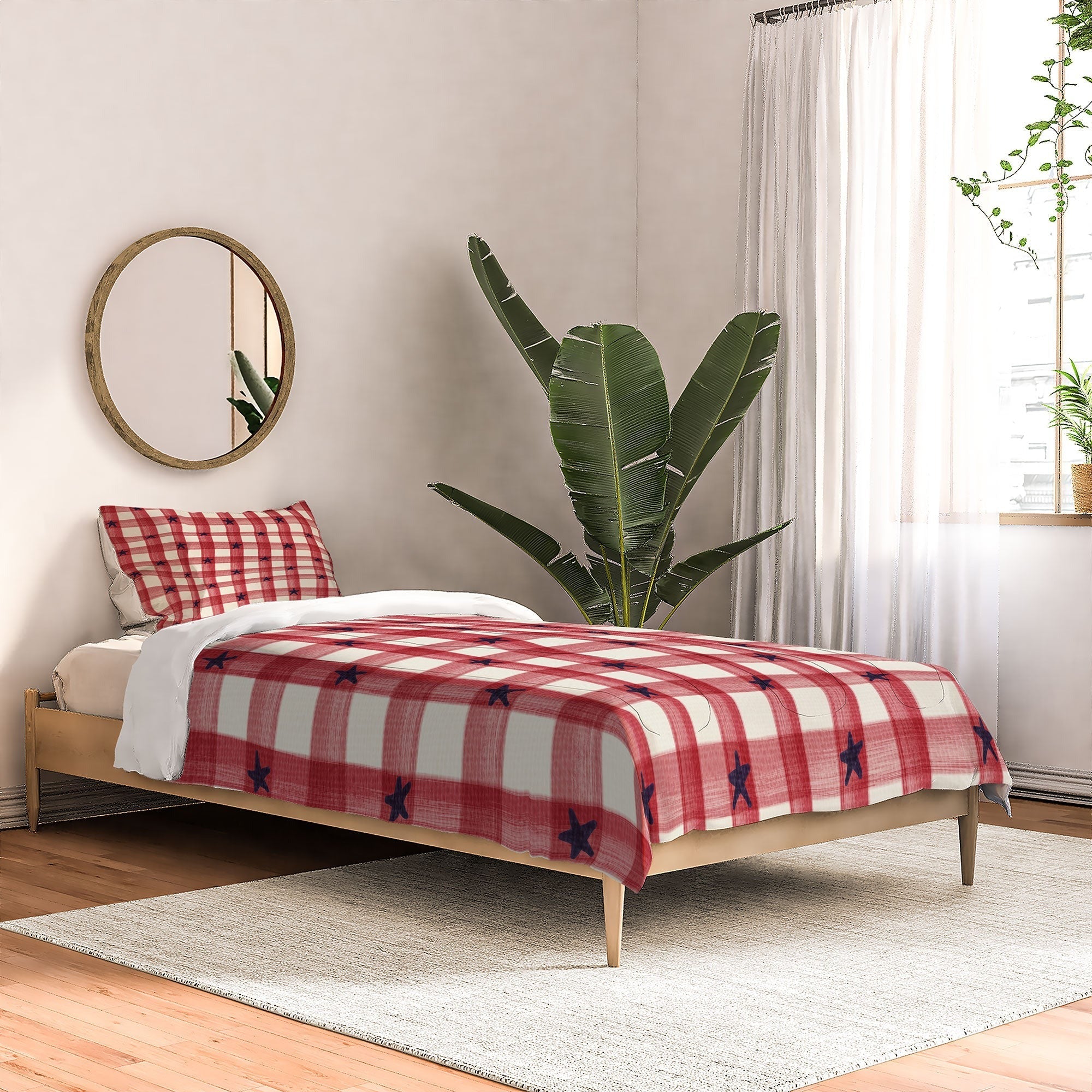 DENY Designs Red Gingham plus Stars Comforter