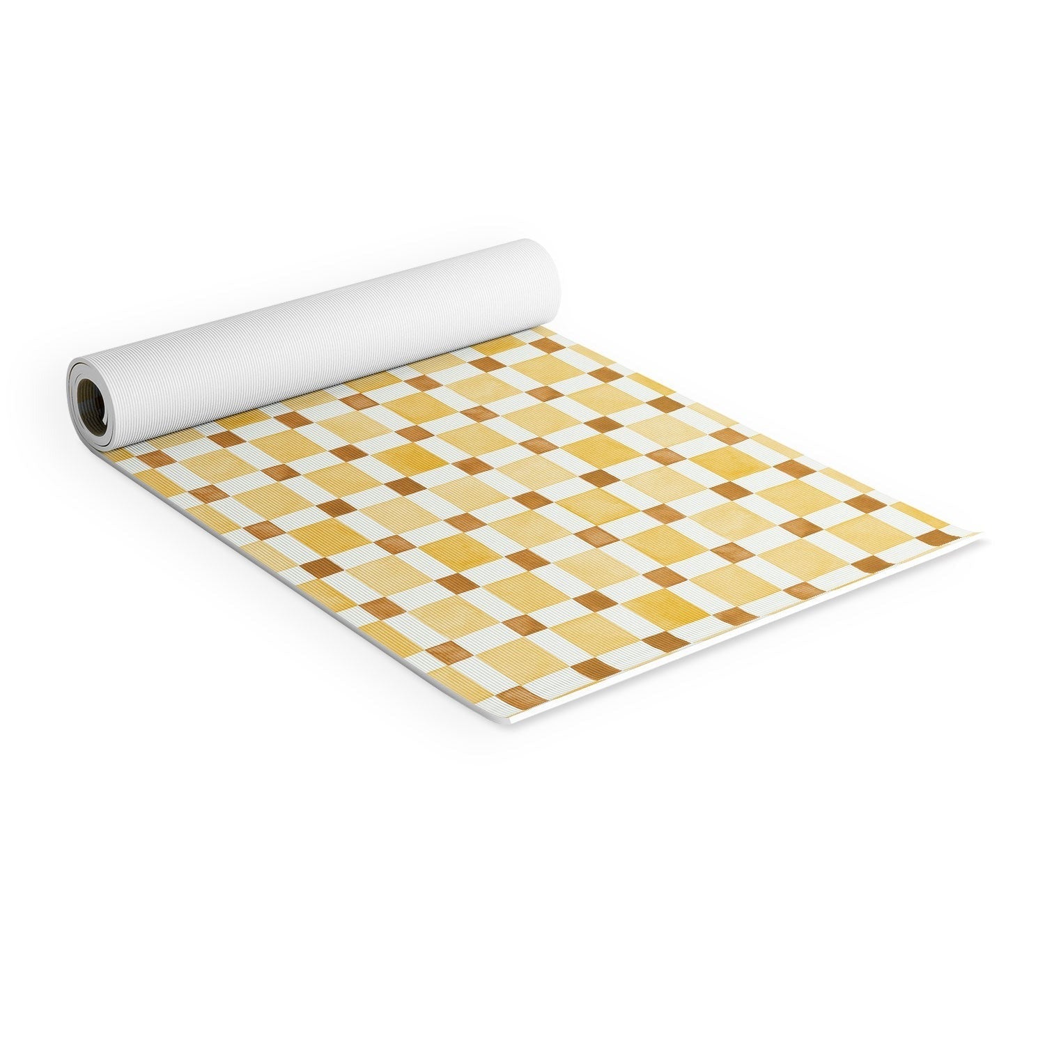 Ninola Design Everyday Artifact Checker Mosaic Tiles Geometry Yellow Yoga Mat