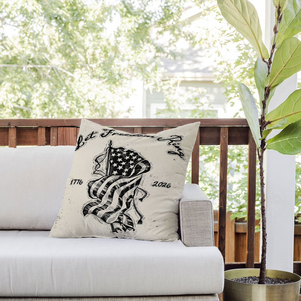 DENY Designs Let Freedom Ring Block Outdoor Throw Pillow