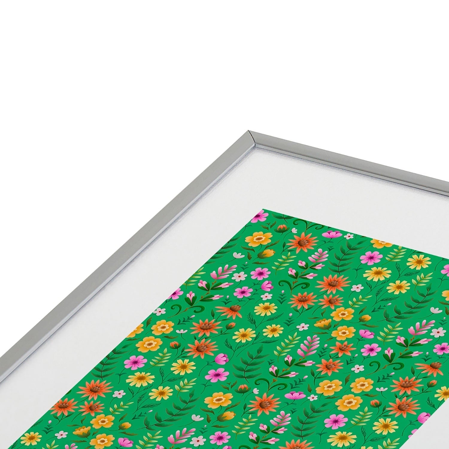 Pimlada Phuapradit Ditsy Spring Floral Green Metal Framed Art Print