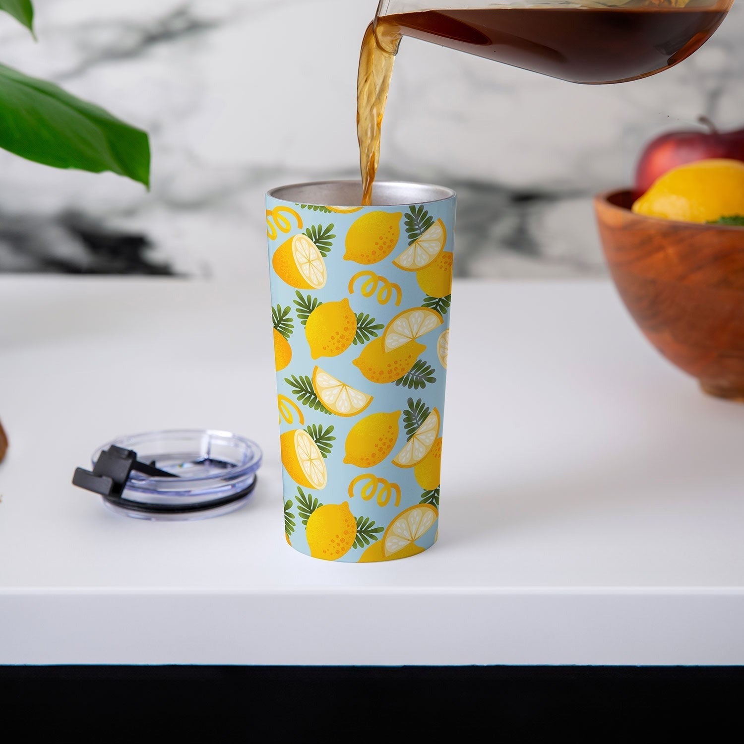 Jessica Molina Lemon Pattern on Sky Blue Travel Mug