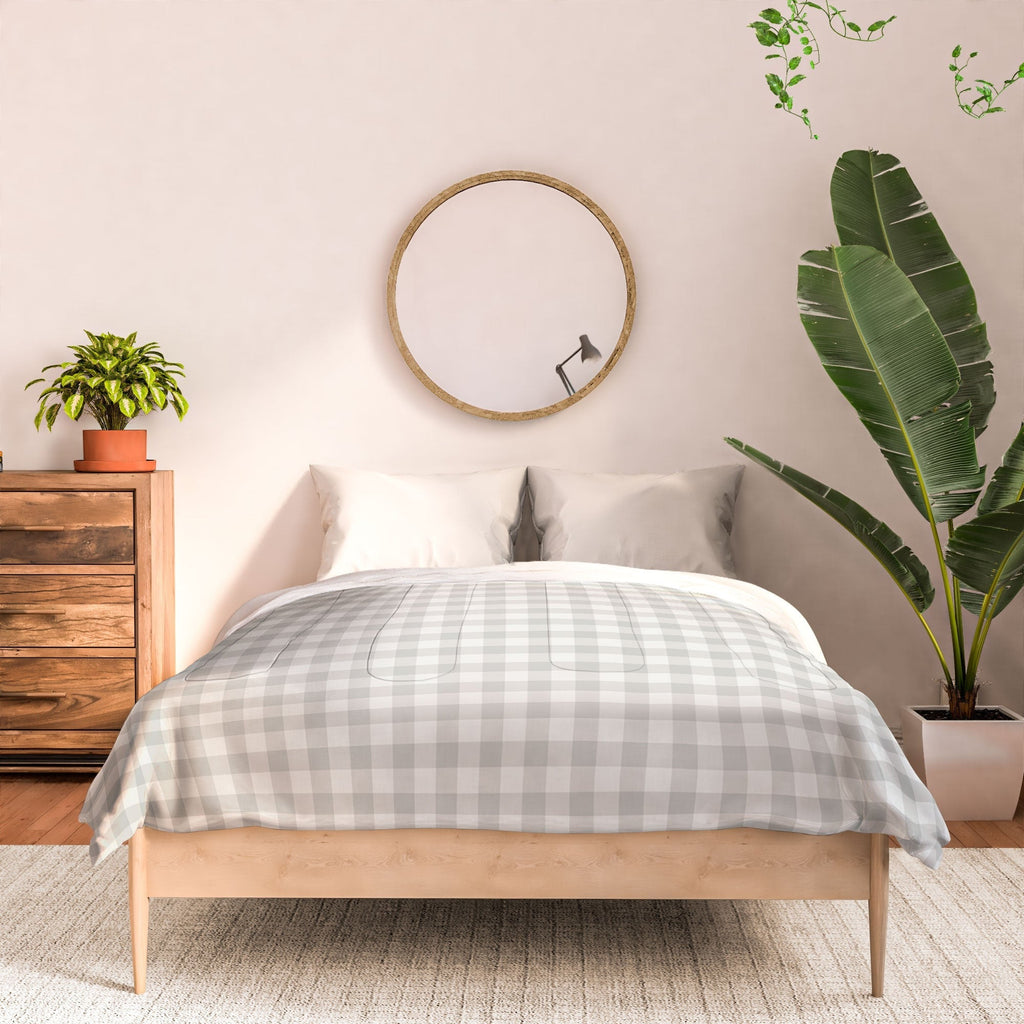 Colour Poems Gingham Plaid Pattern Cloud White Comforter