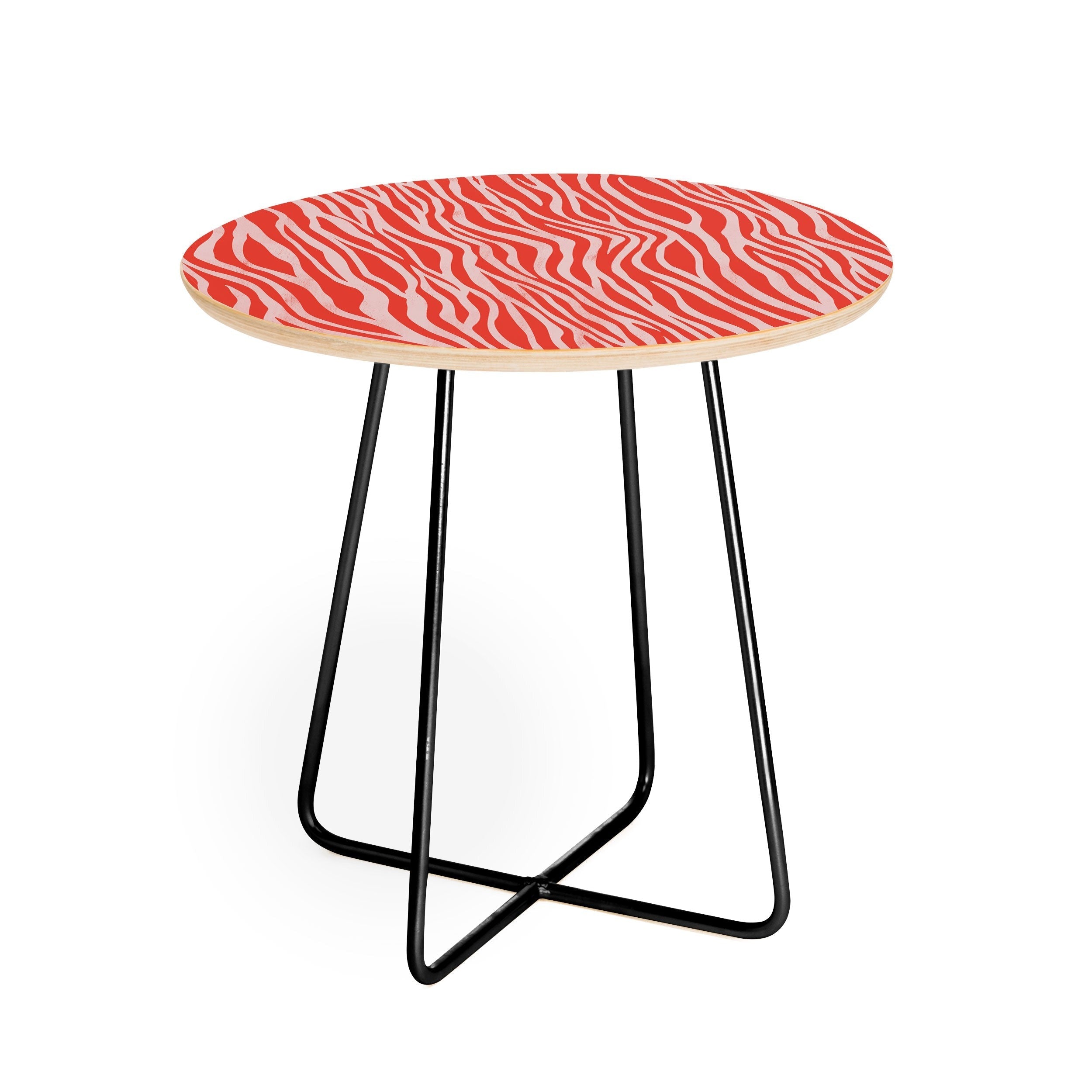 Avenie BR Red Zebra Stripe Round Side Table