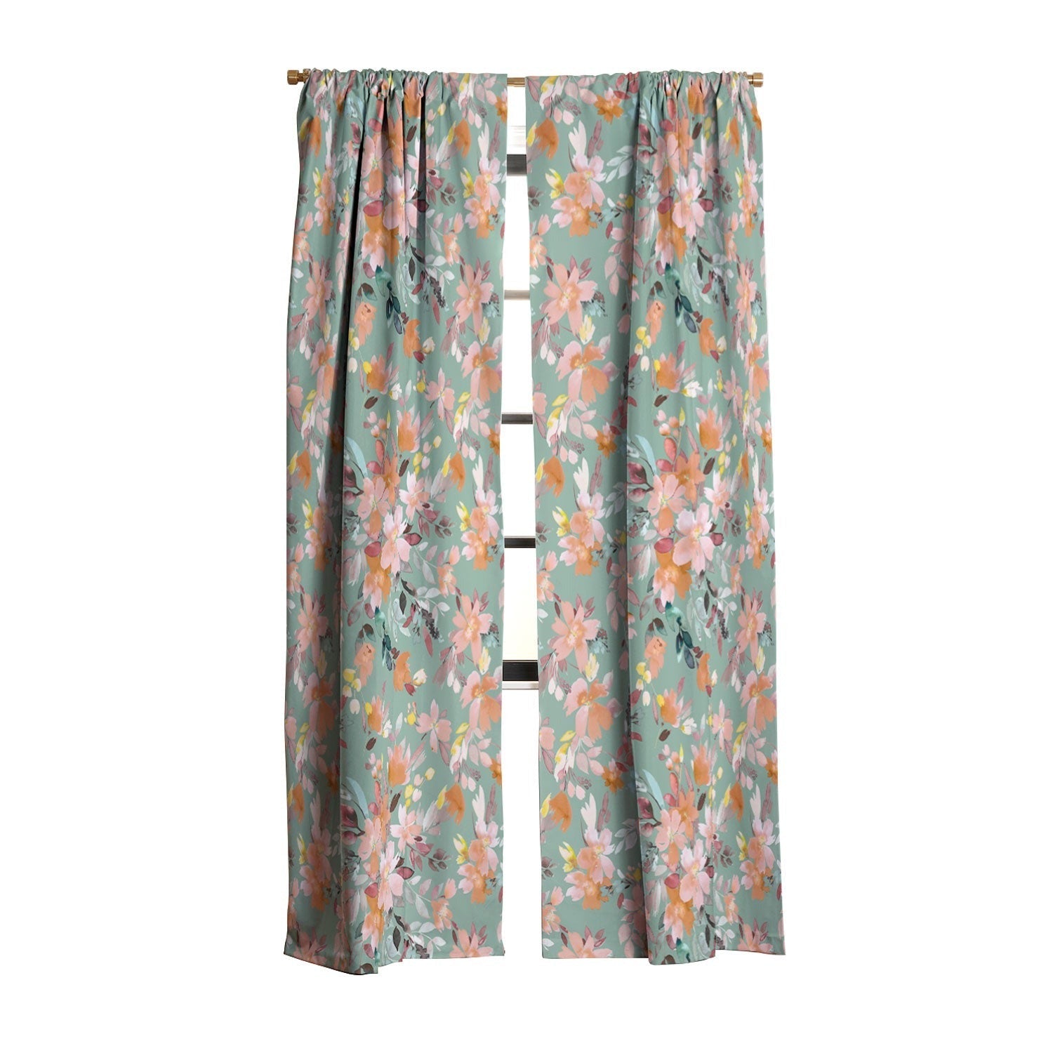 Ninola Design Botanic Retreat Floral Oleander Whimsical Teal Green Blackout Non Repeat