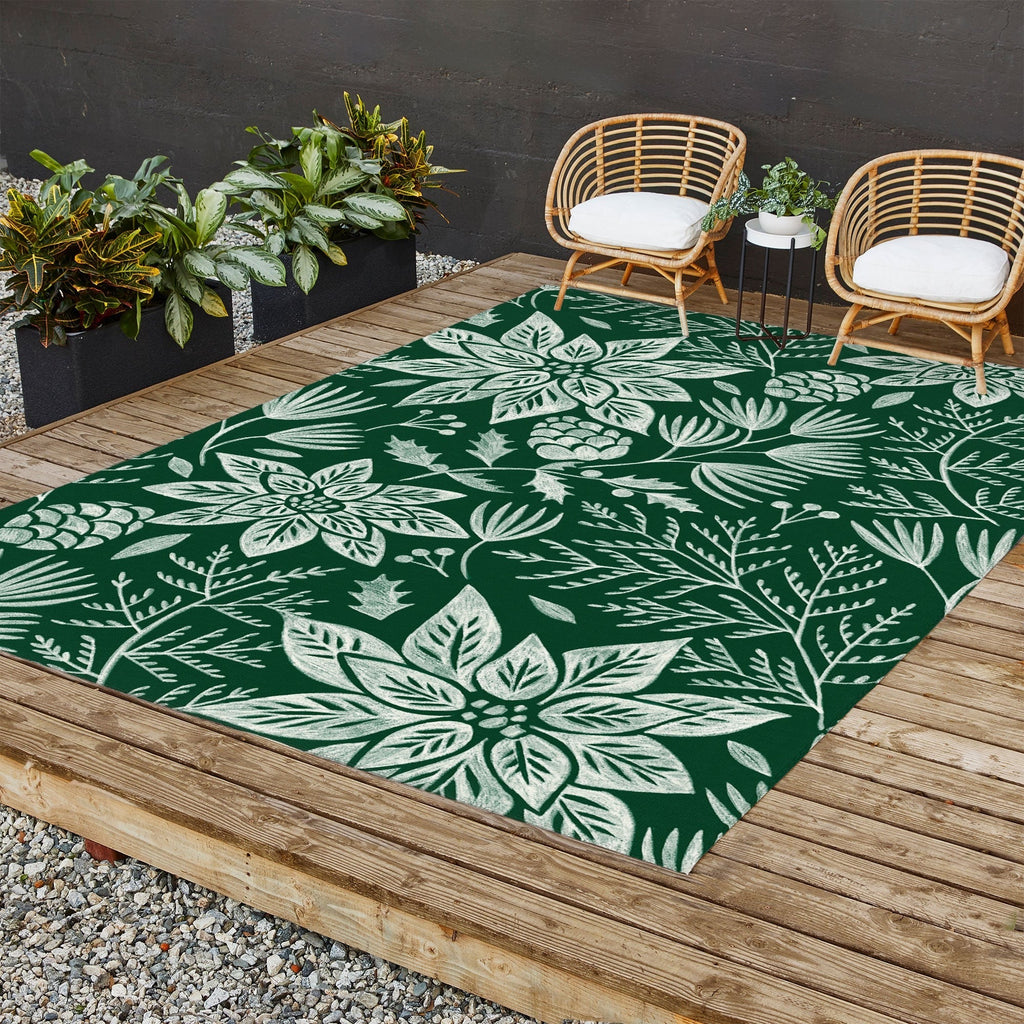 Pimlada Phuapradit Christmas Poinsettia Outdoor Rug