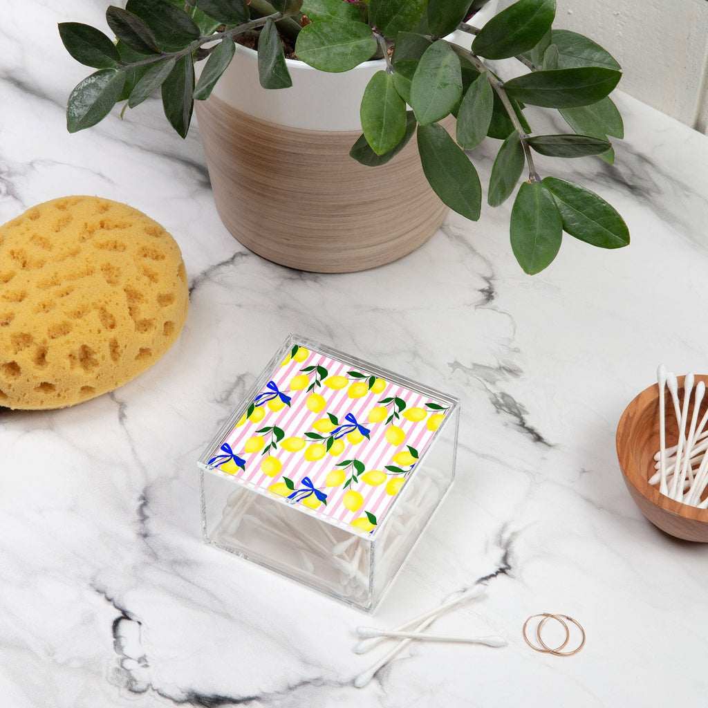 Design by Spark Zesty Lemons and Stripes Acrylic Box