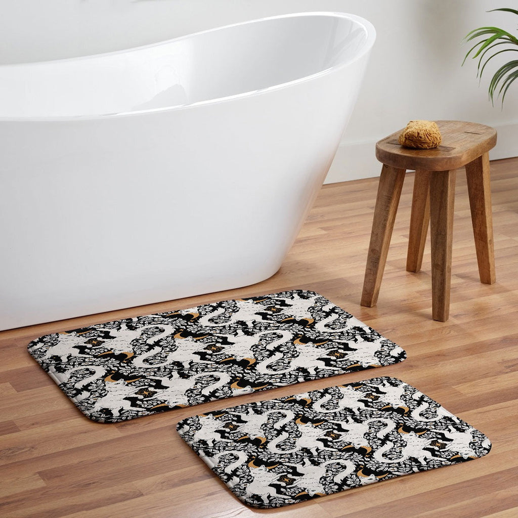 Avenie Celestial Cats Gold Memory Foam Bath Mat