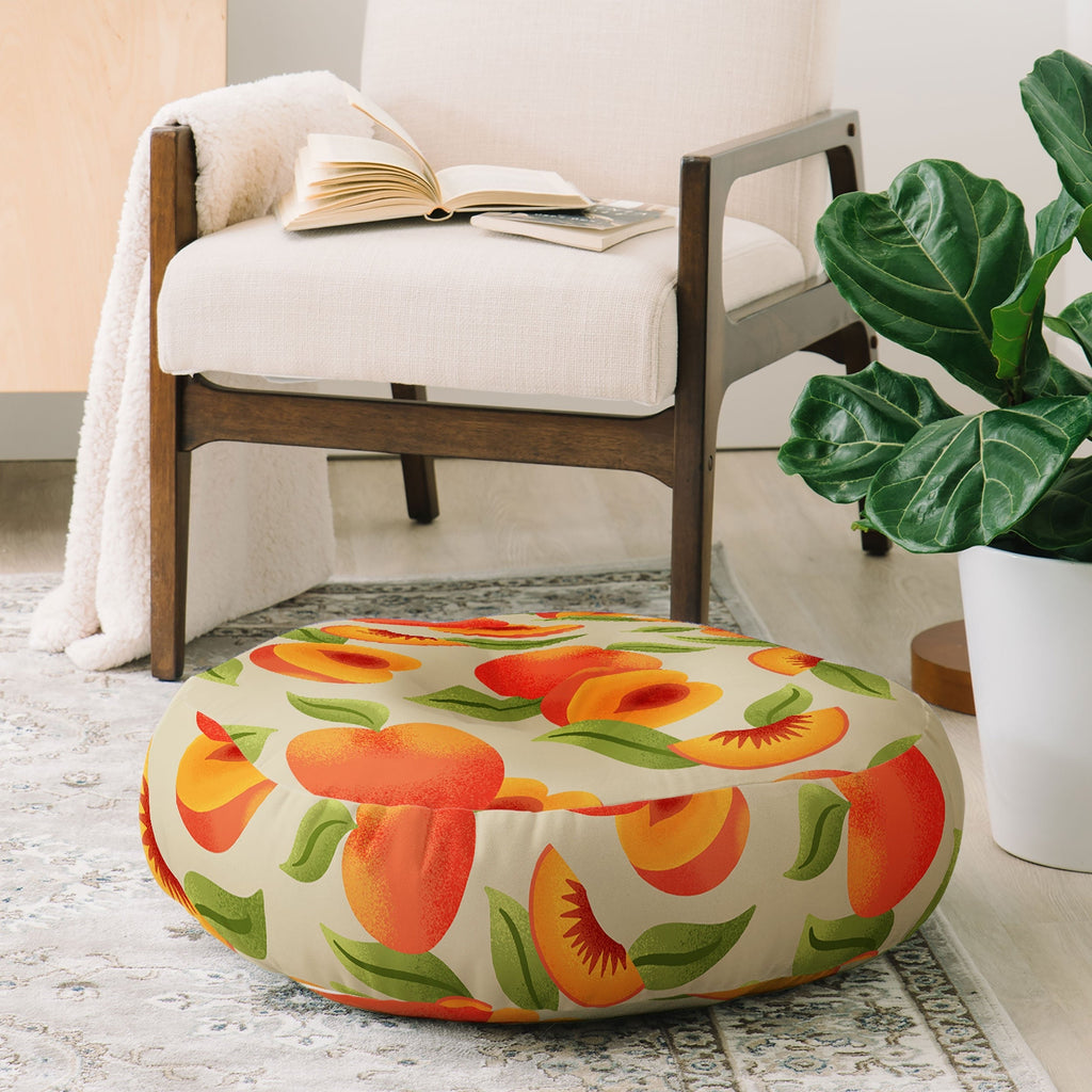 Jessica Molina Peach Pattern Floor Pillow Round