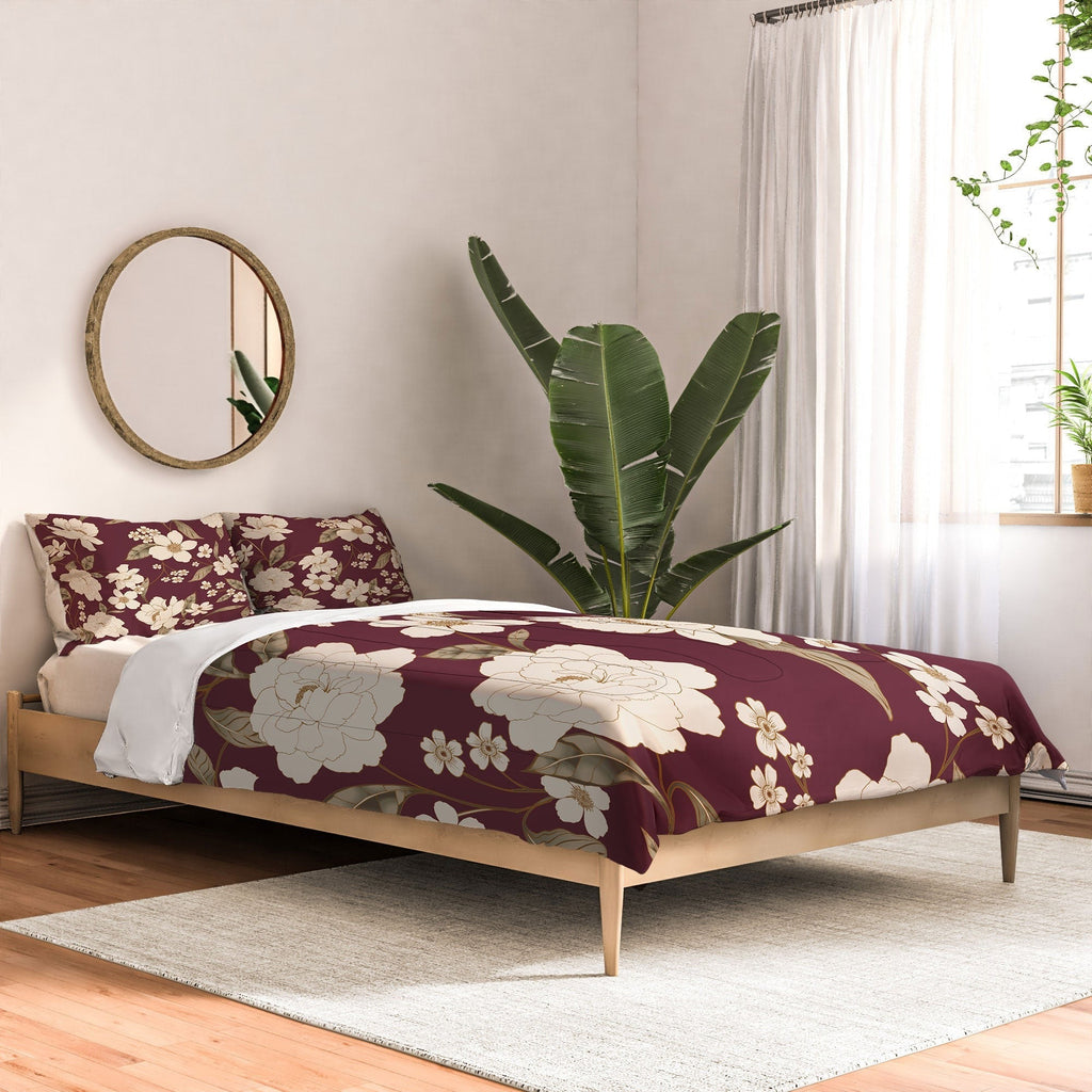 Gabriela Fuente Burgundy Floral Roberta Comforter