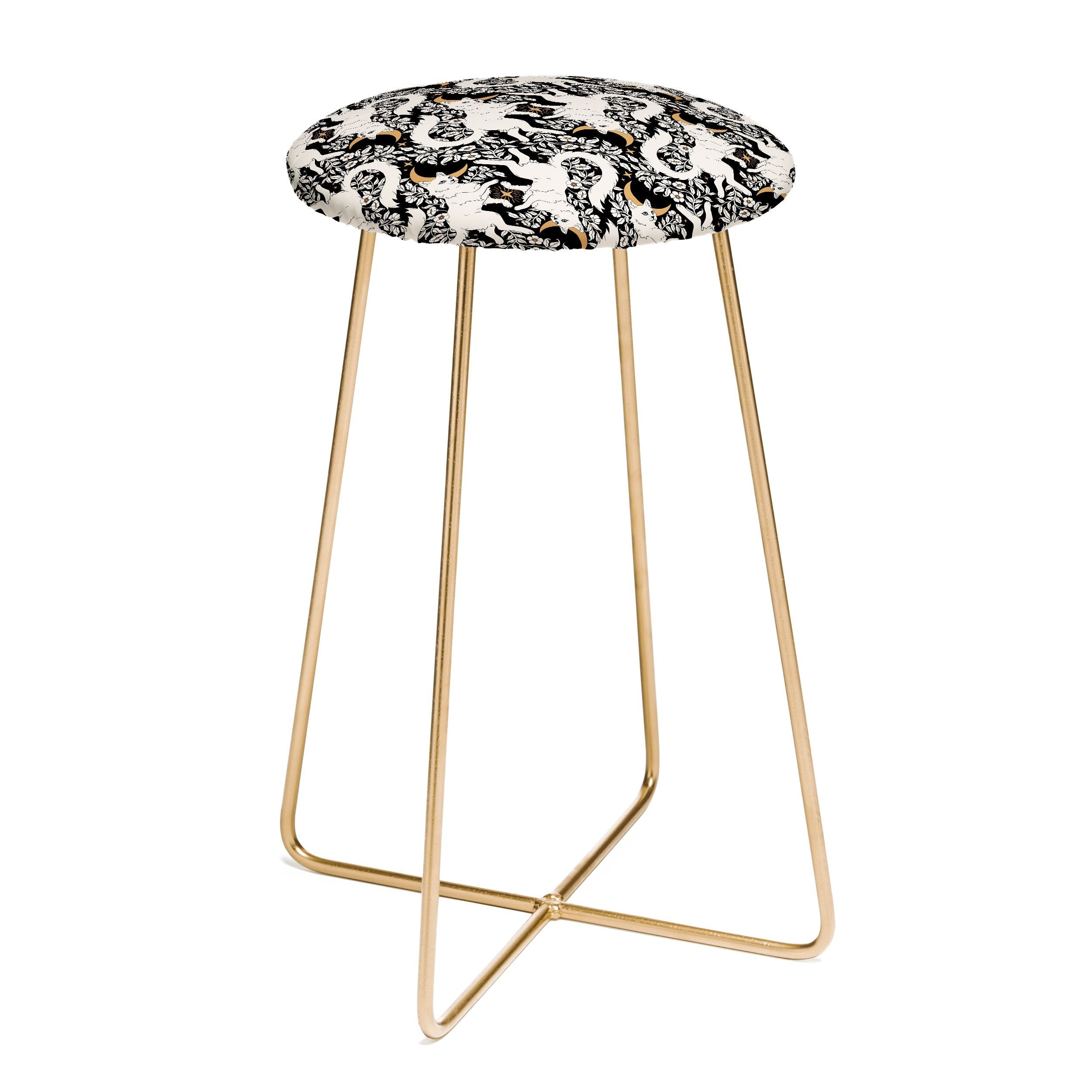 Avenie Celestial Cats Gold Counter Stool