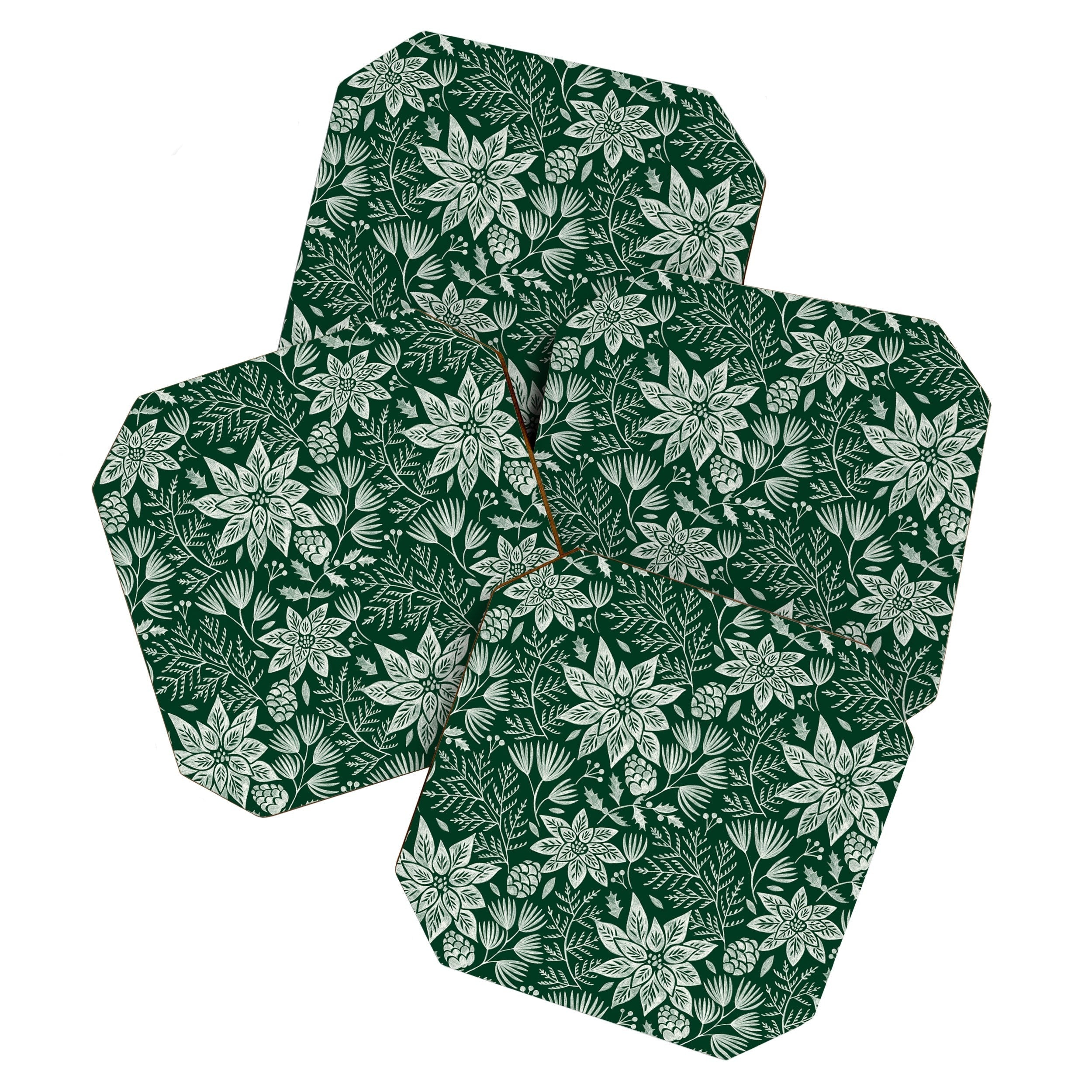 Pimlada Phuapradit Christmas Poinsettia Coaster Set