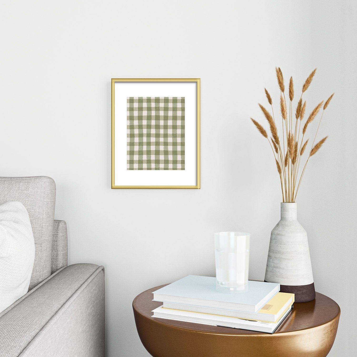 Menina Lisboa Rustic Green Plaid Metal Framed Art Print