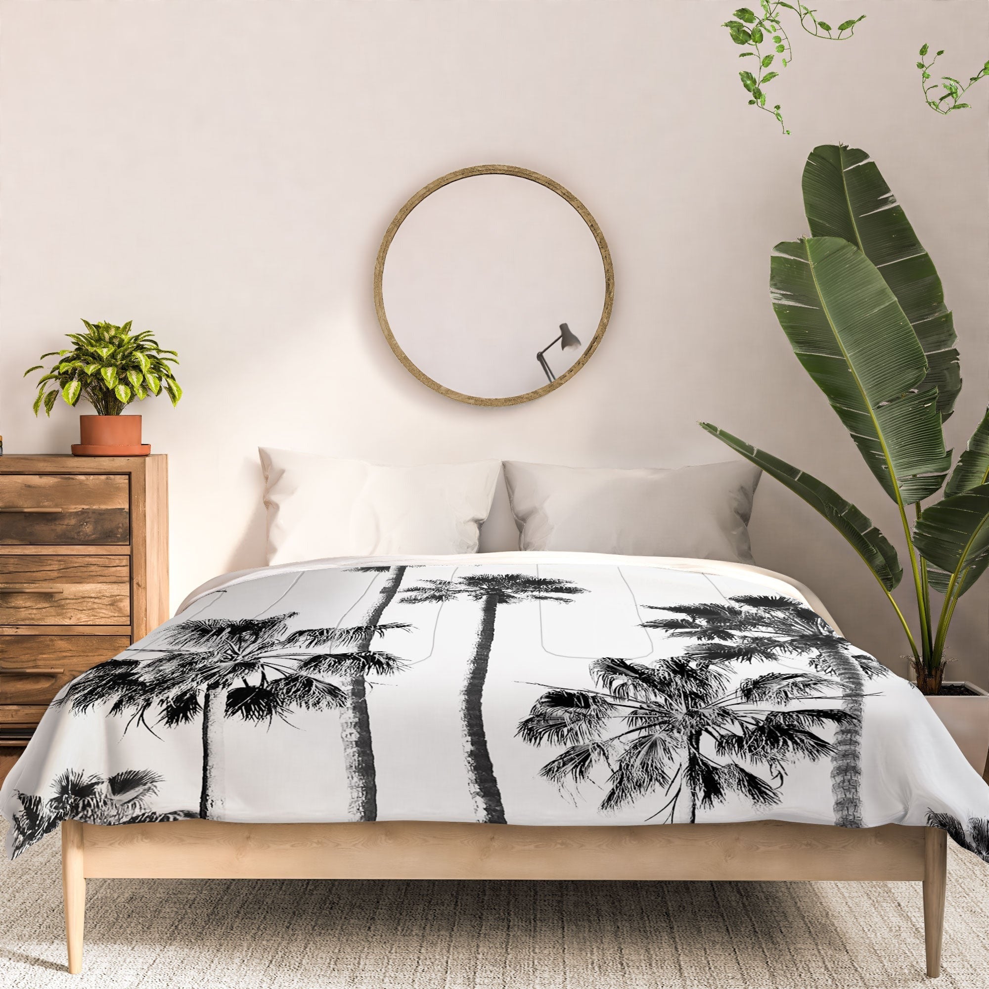 Gal Design Black And White Palms Comforter