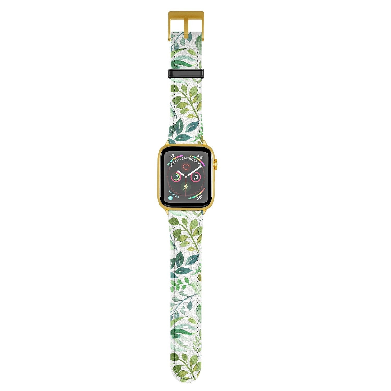 Ninola Design Botanic Retreat Loose Botanical Leaves Watercolor Green Apple Watch Band
