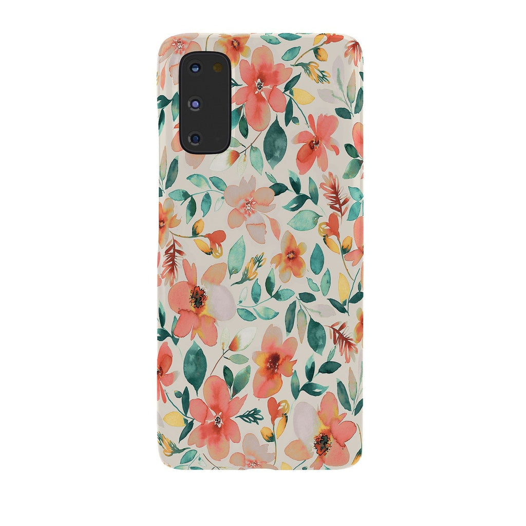 Ninola Design Botanic Retreat Tropical Whimsical Flowers Coral Green Phone Case