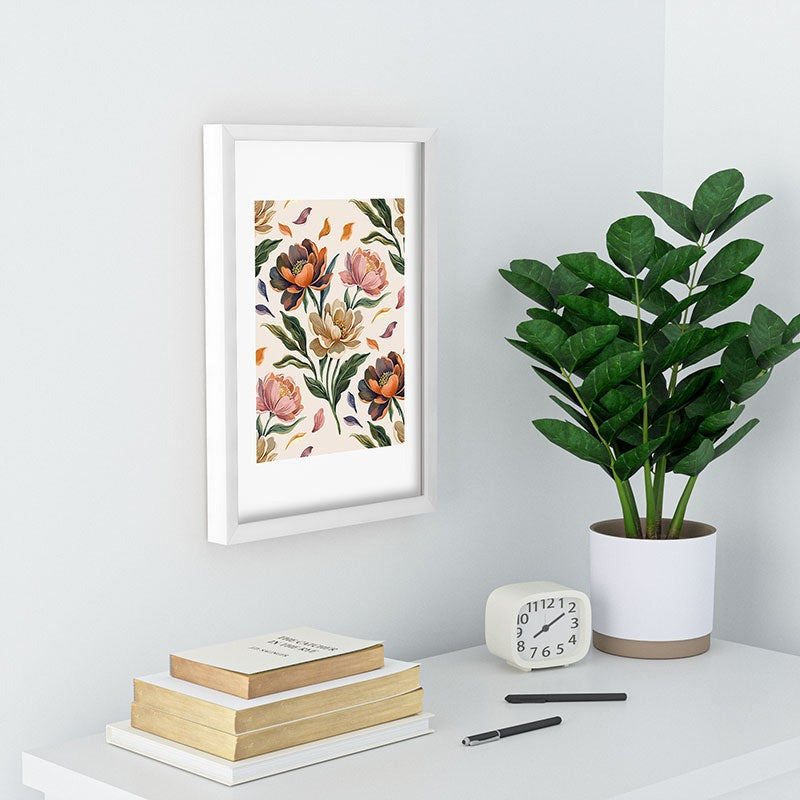 Marta Barragan Camarasa Hand Painted Peony Florals Recessed Framing Rectangle