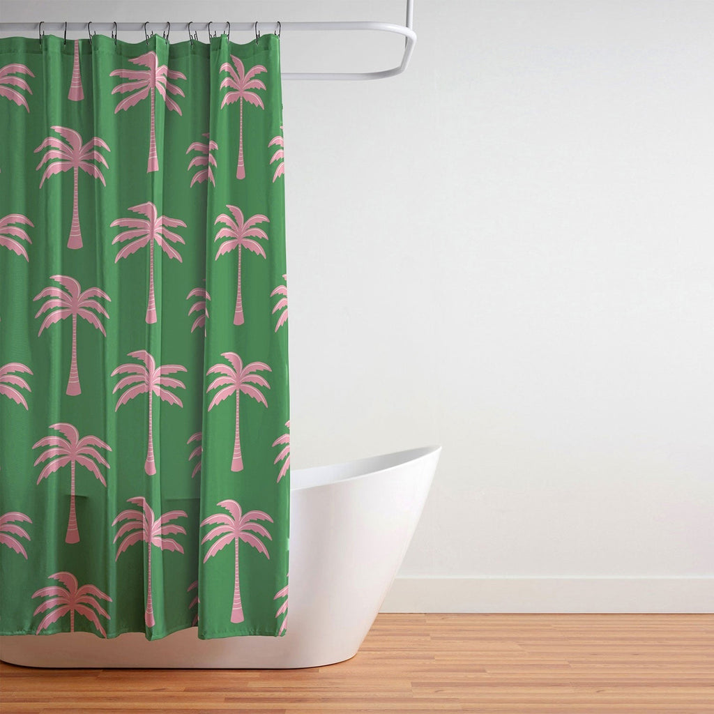 Design by Spark Pink Palm Tree Oasis Shower Curtain