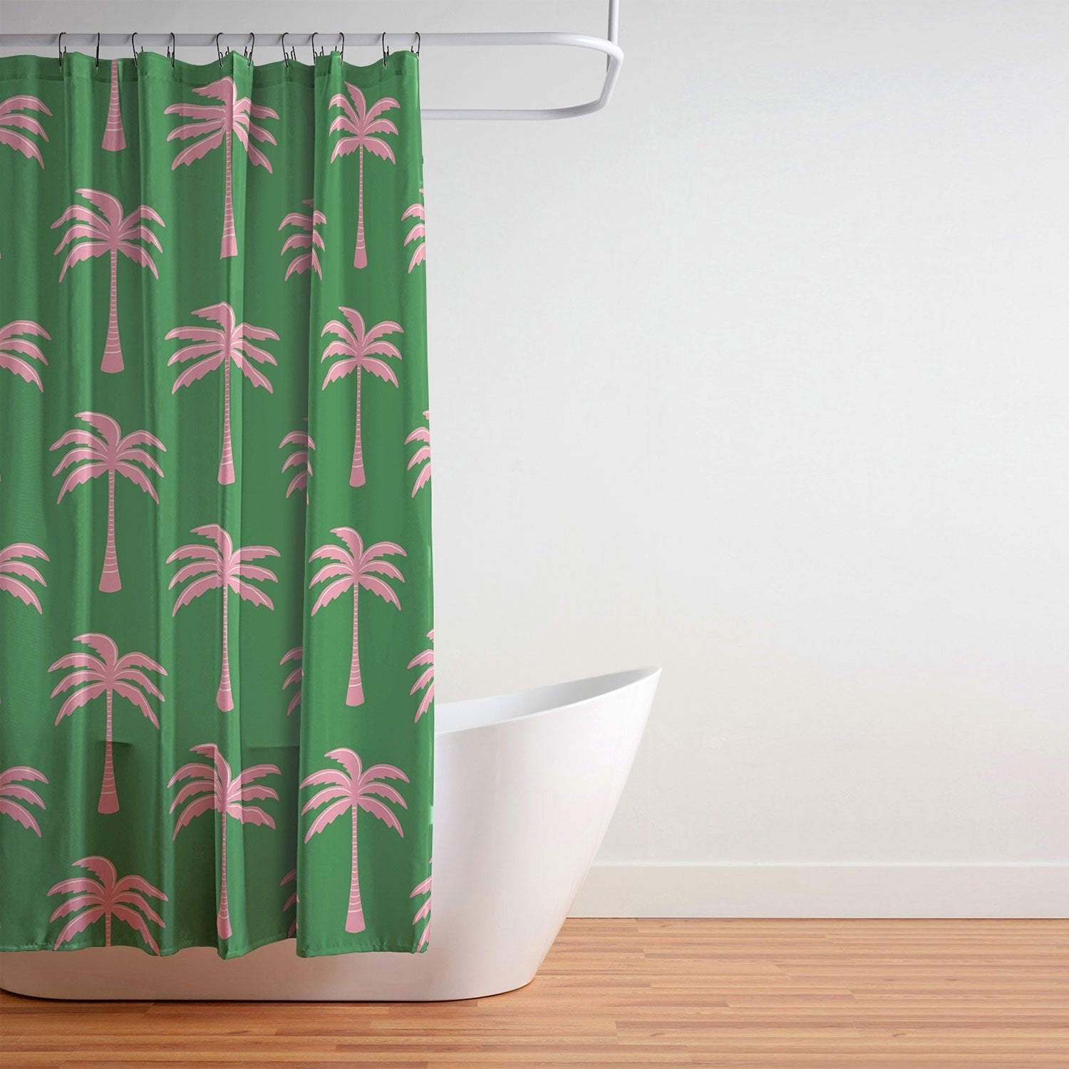 Design by Spark Pink Palm Tree Oasis Shower Curtain