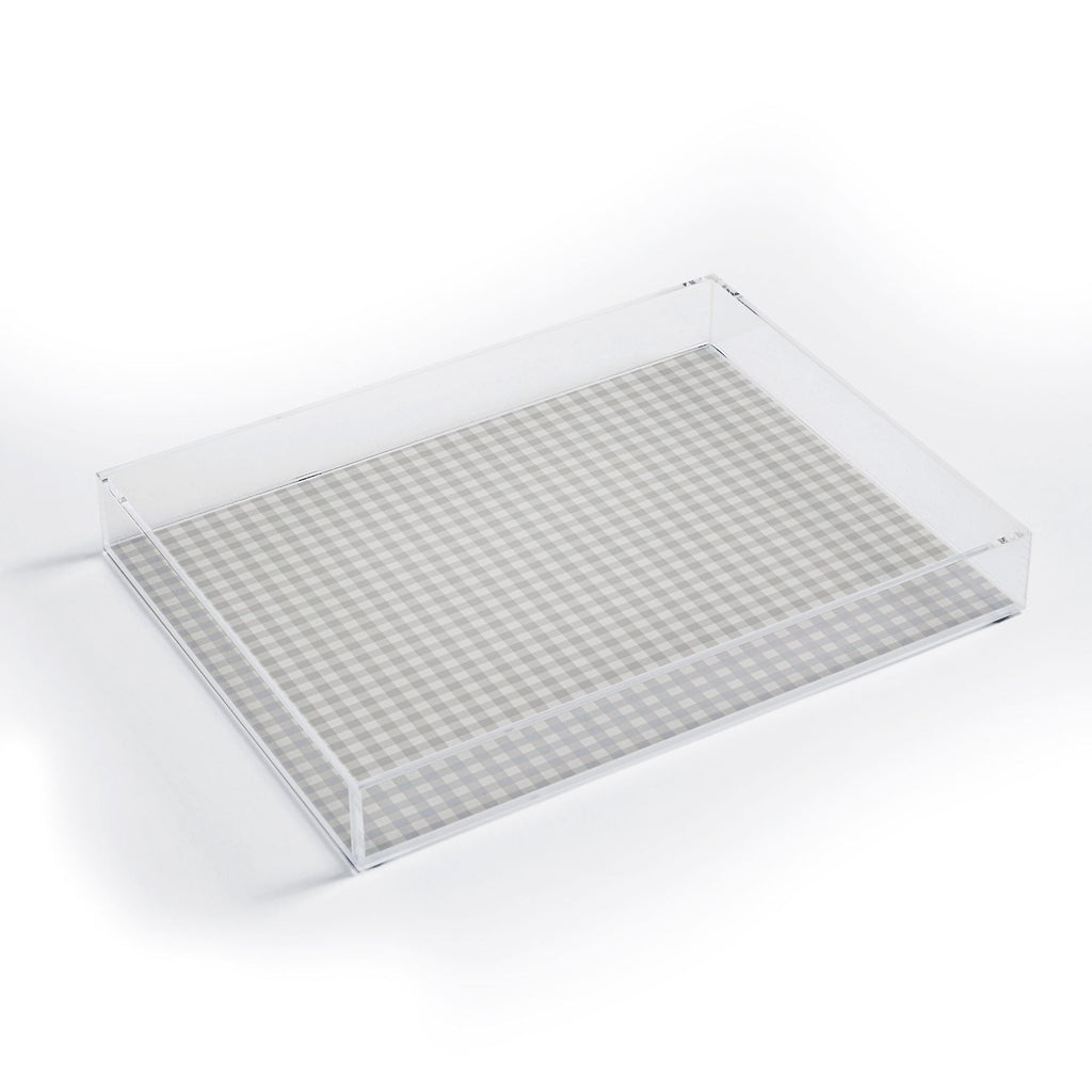 Colour Poems Gingham Plaid Pattern Cloud White Acrylic Tray