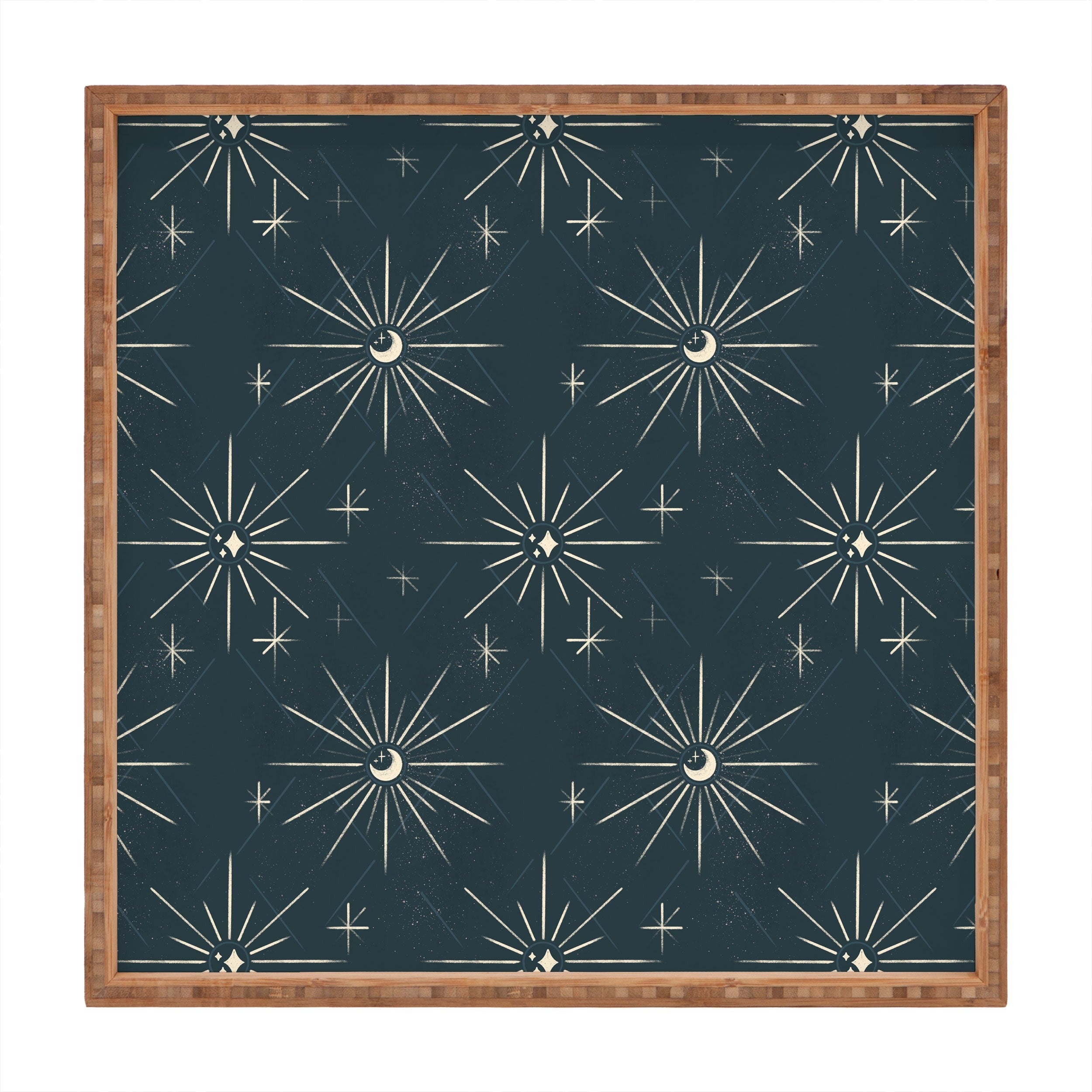 Little Om Pattern Little Moon navy Square Tray