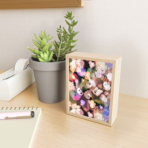 Ninola Design Botanic Retreat Ombre Abstract Watercolor Flowers Pink gold Framed Mini Art Print