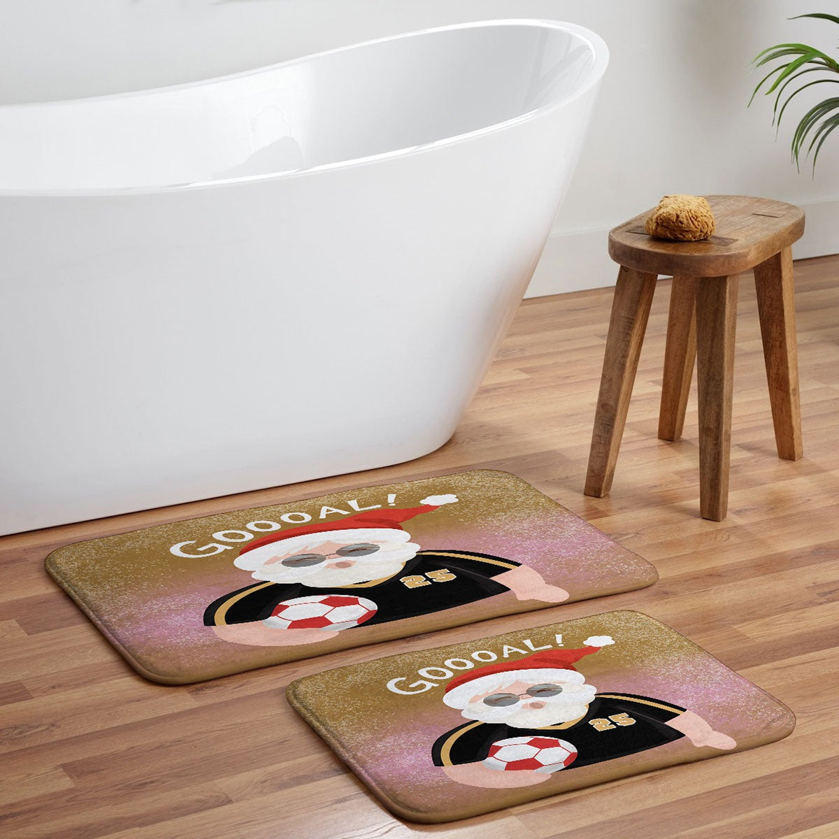 Design by Spark Sporty Soccer Santa Memory Foam Bath Mat
