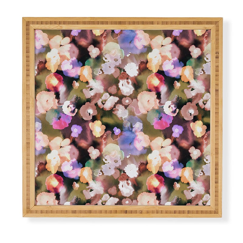 Ninola Design Botanic Retreat Ombre Abstract Watercolor Flowers Pink gold Framed Wall Art
