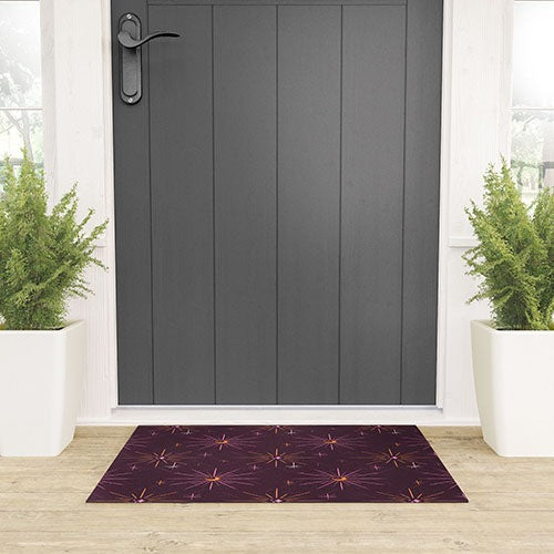 Little Om Pattern Little Moon plum Welcome Mat
