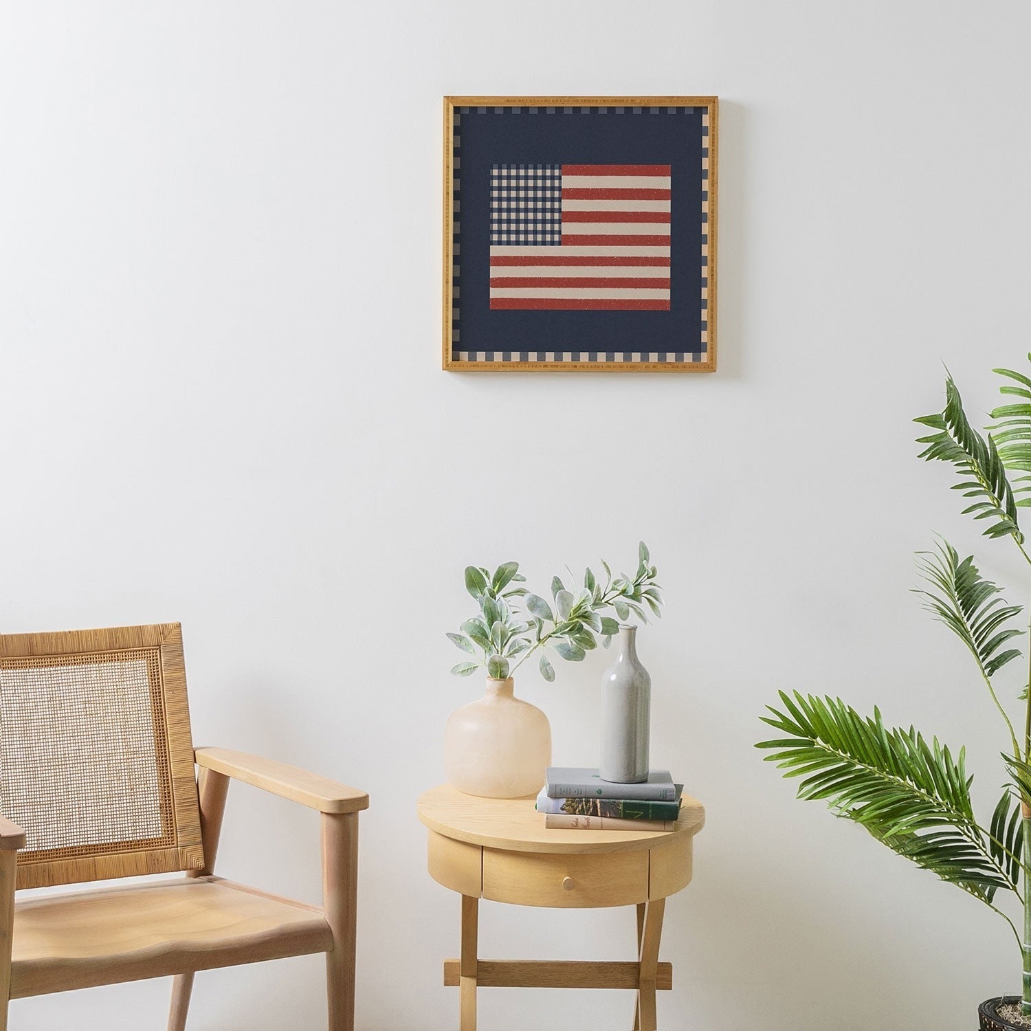 DENY Designs Gingham Flag Framed Wall Art