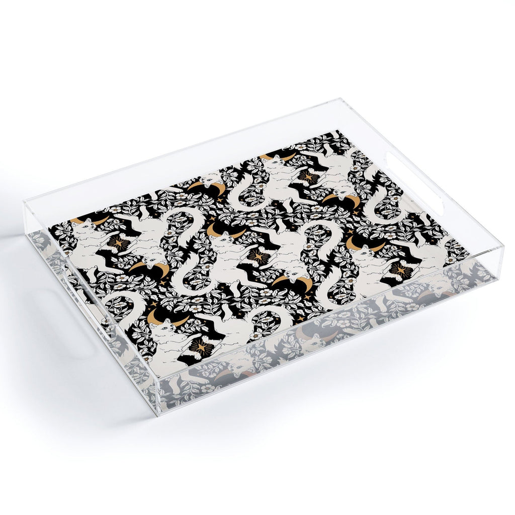 Avenie Celestial Cats Gold Acrylic Tray