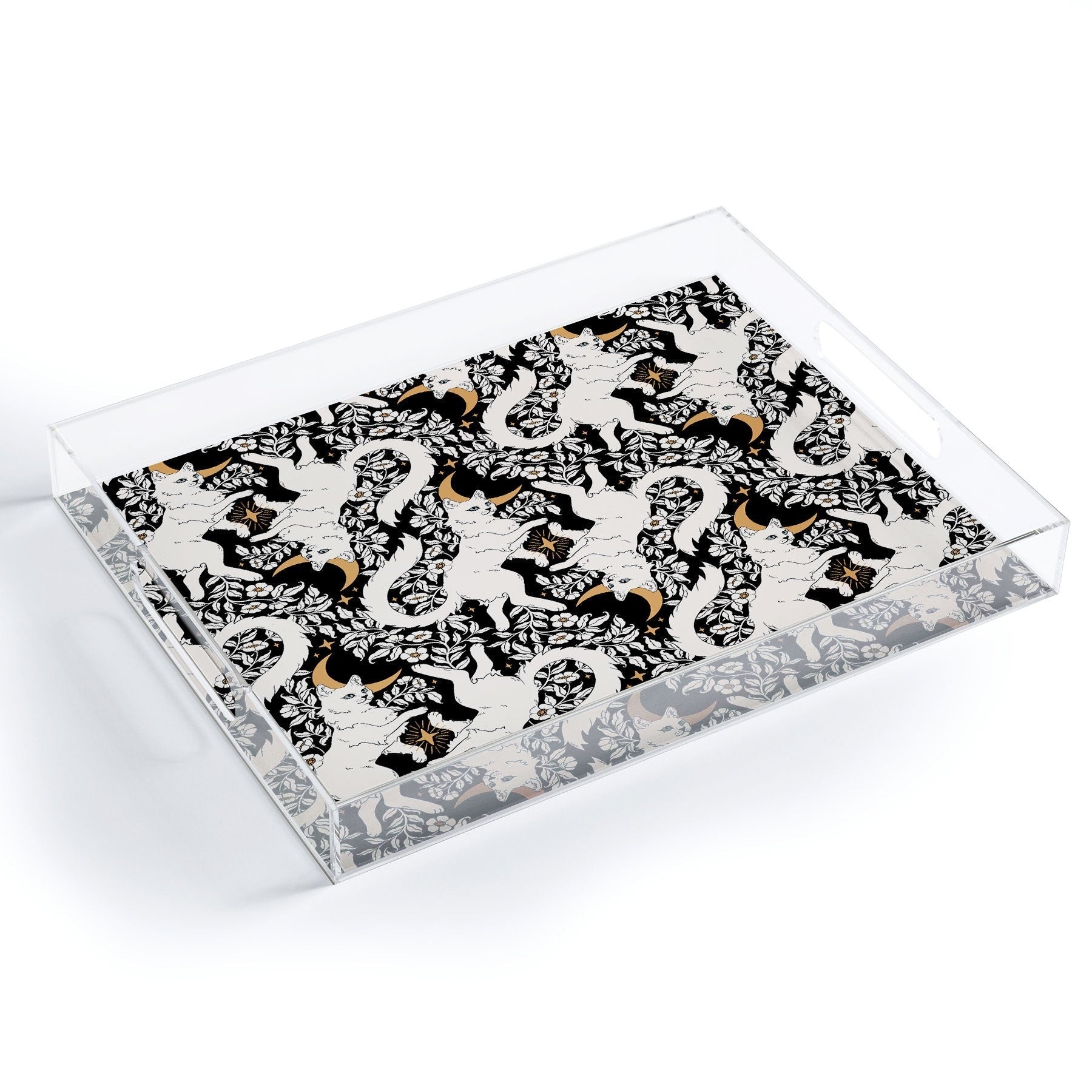 Avenie Celestial Cats Gold Acrylic Tray