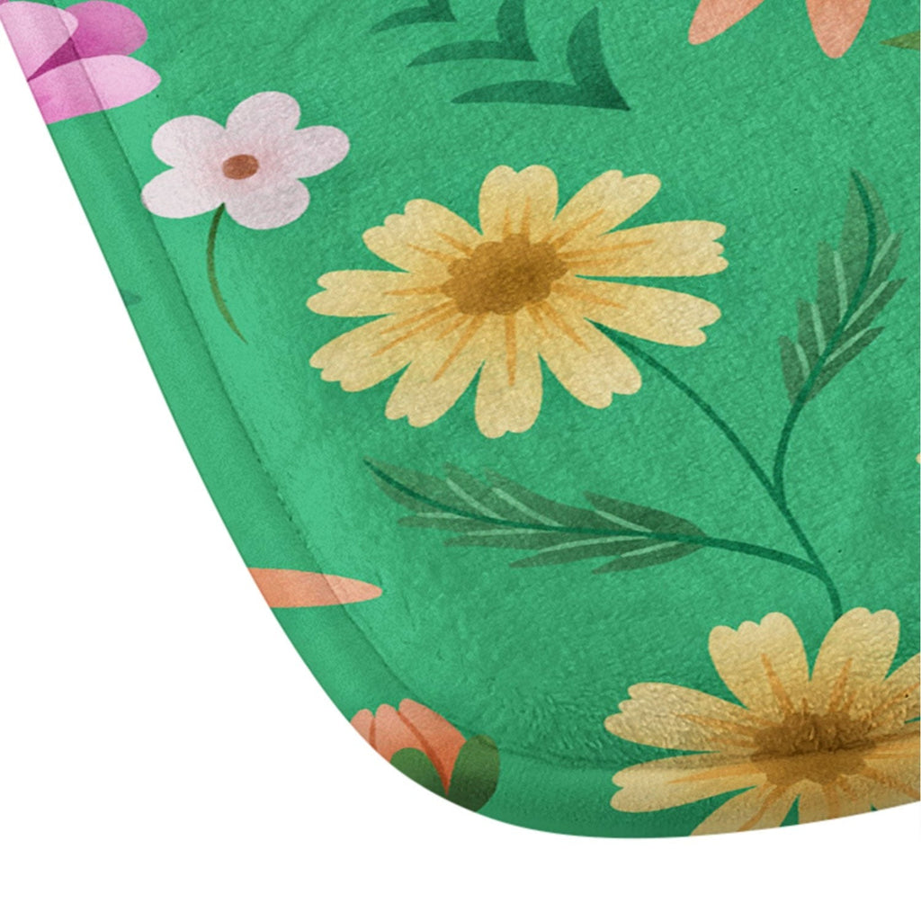 Pimlada Phuapradit Ditsy Spring Floral Green Memory Foam Bath Mat
