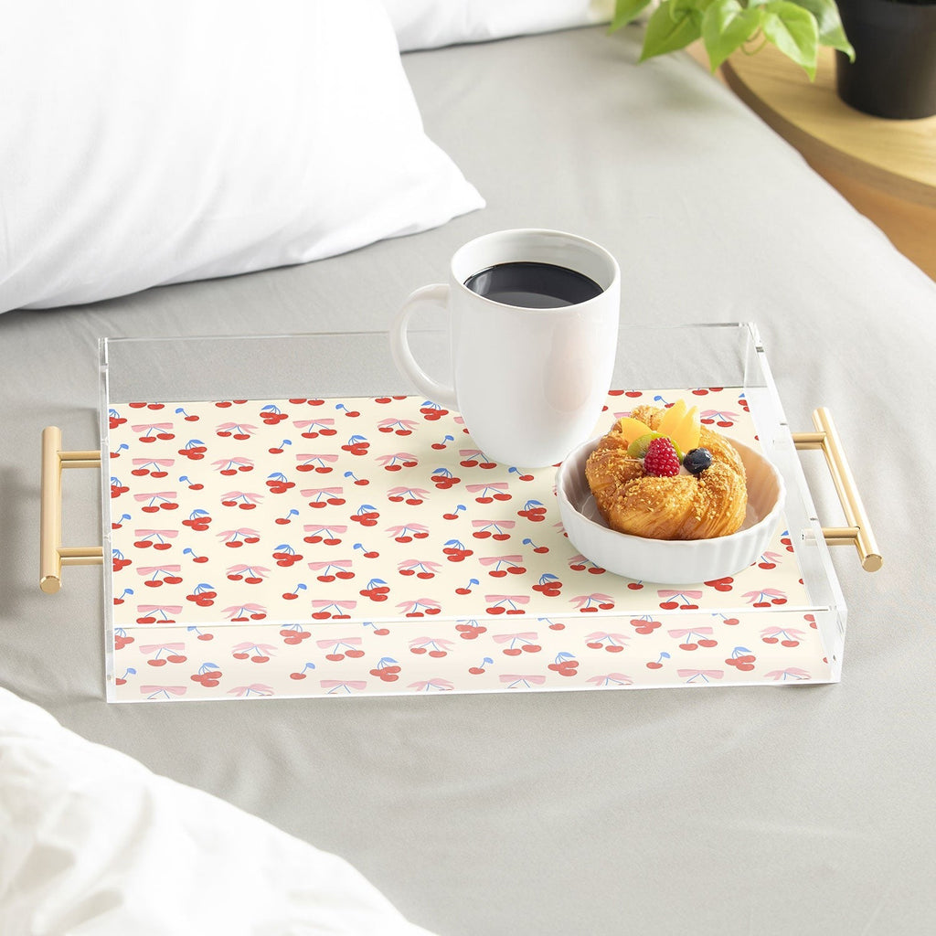 Design by Spark Cherries And Ribbons Acrylic Tray