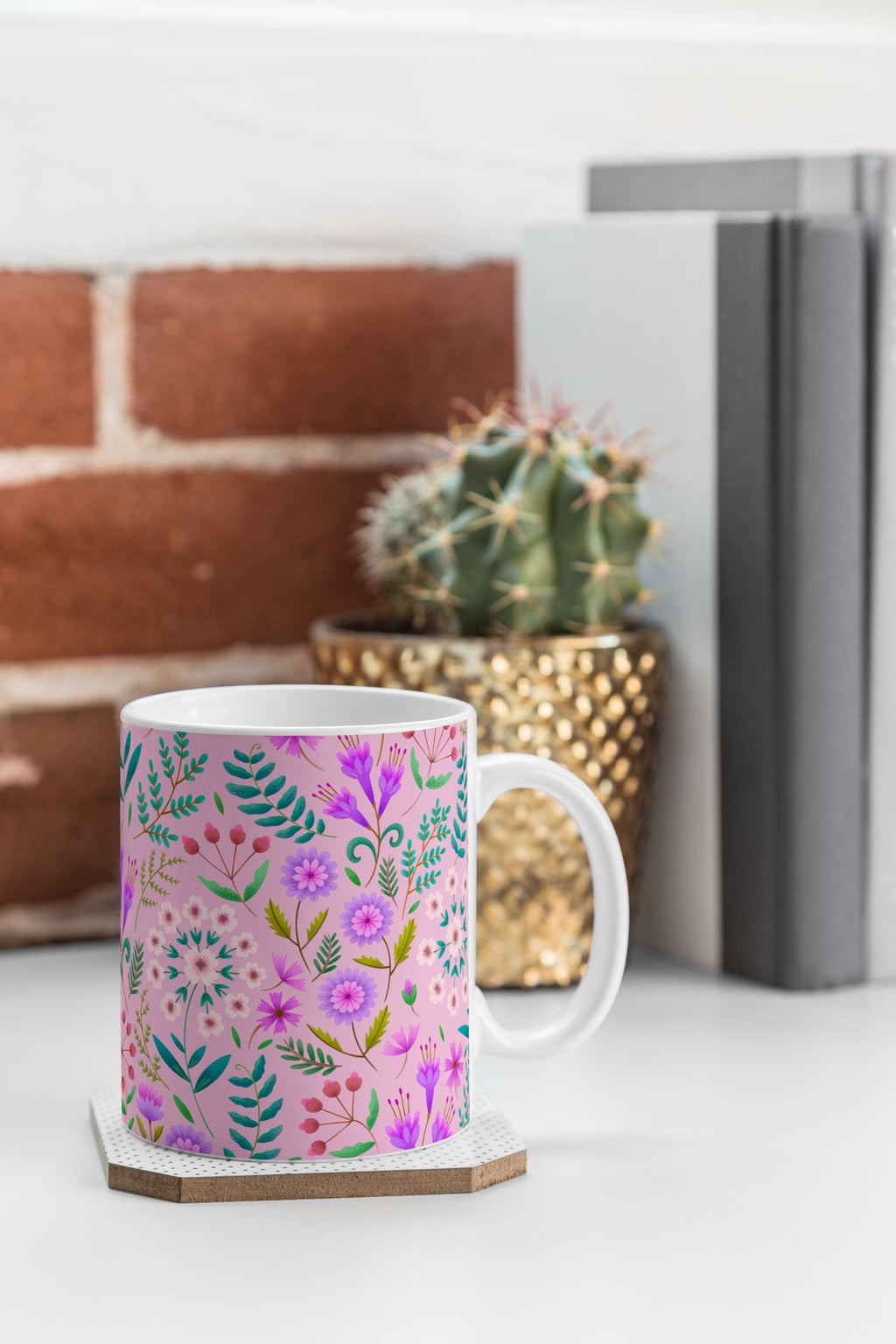 Pimlada Phuapradit Ditsy Purple Floral Half Drop Coffee Mug