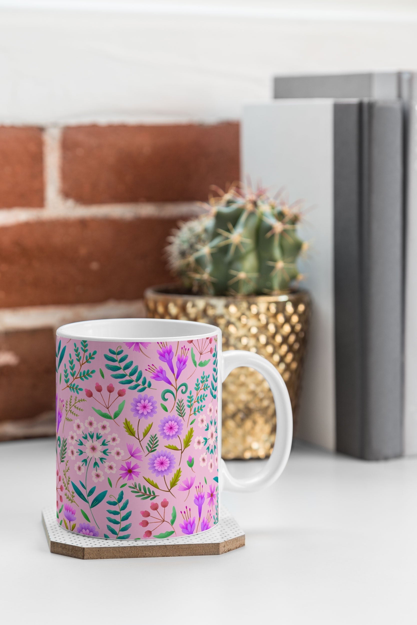 Pimlada Phuapradit Ditsy Purple Floral Half Drop Coffee Mug