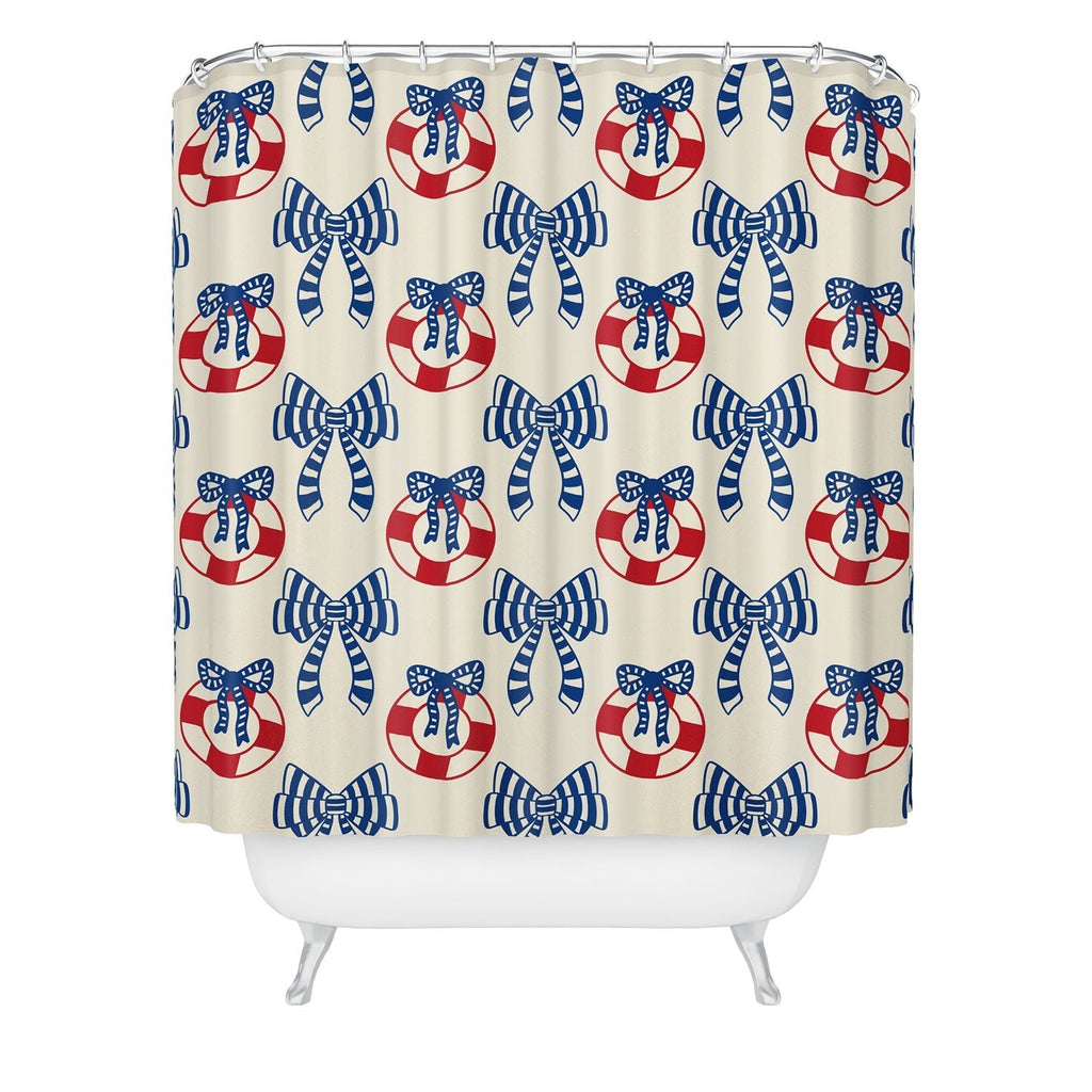 Design by Spark Nautical Christmas Bows Shower Curtain