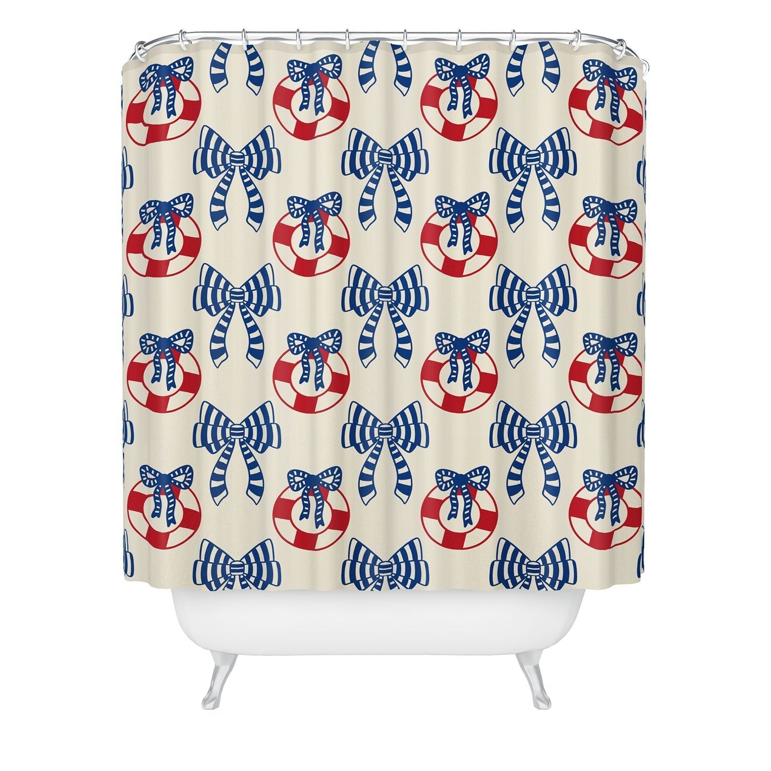 Design by Spark Nautical Christmas Bows Shower Curtain