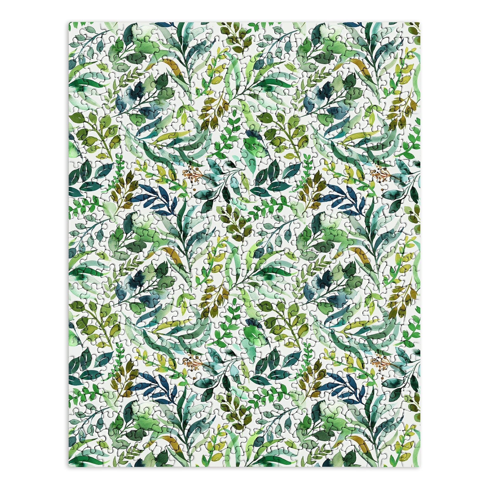 Ninola Design Botanic Retreat Loose Botanical Leaves Watercolor Green Puzzle
