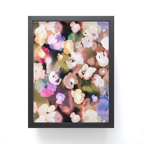 Ninola Design Botanic Retreat Ombre Abstract Watercolor Flowers Pink gold Framed Mini Art Print