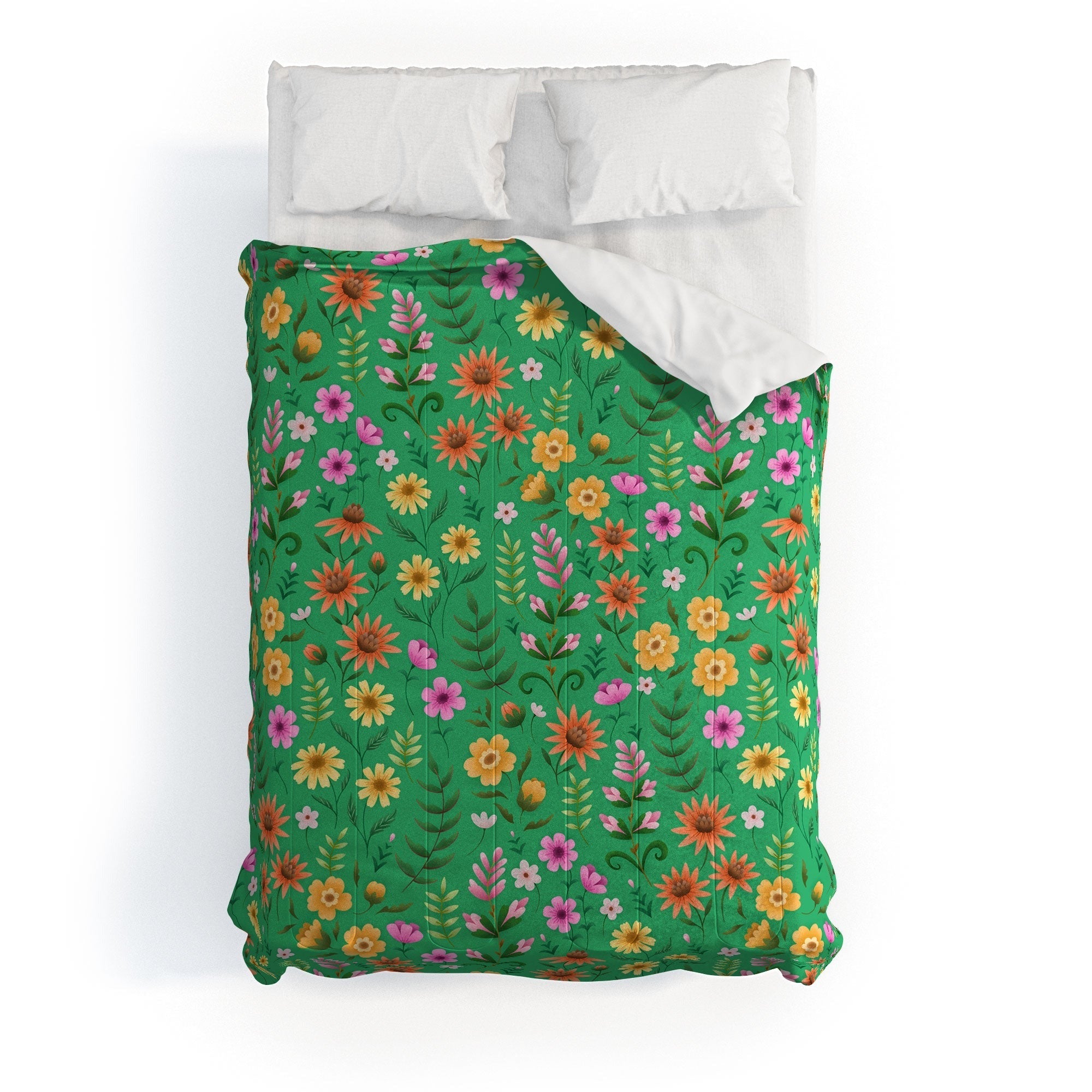 Pimlada Phuapradit Ditsy Spring Floral Green Comforter