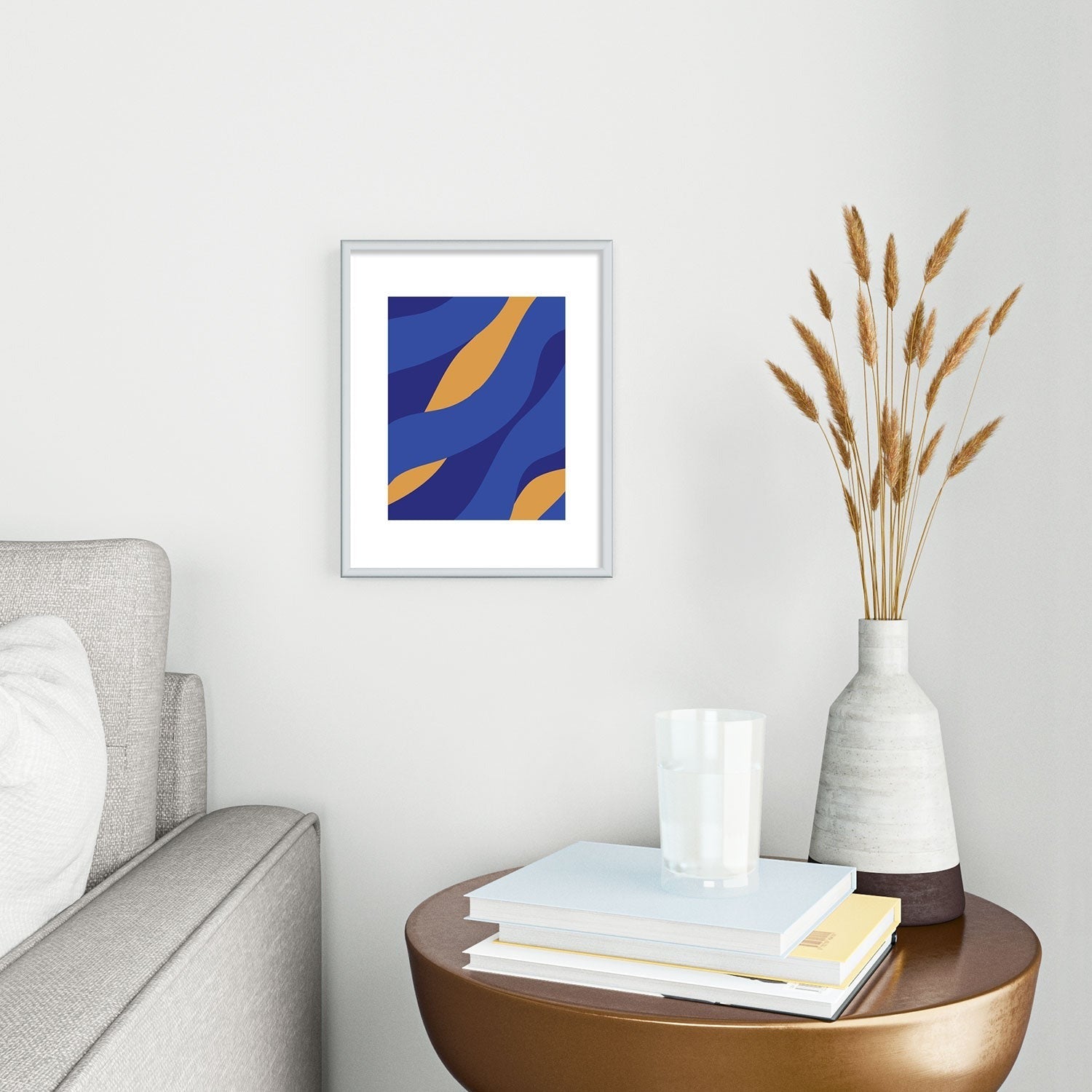 Camilla Foss Pebbles in Stream Metal Framed Art Print
