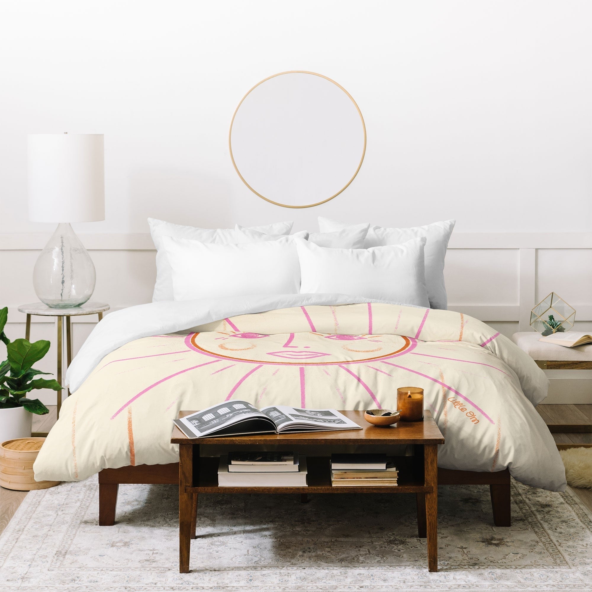 Little Om Celestial Sun cream Duvet Cover