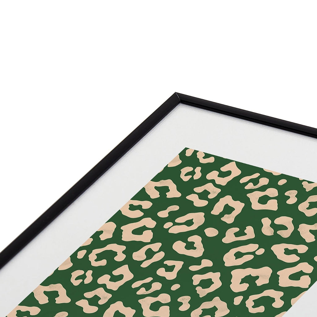 Avenie BR Cheetah Print In Green Metal Framed Art Print
