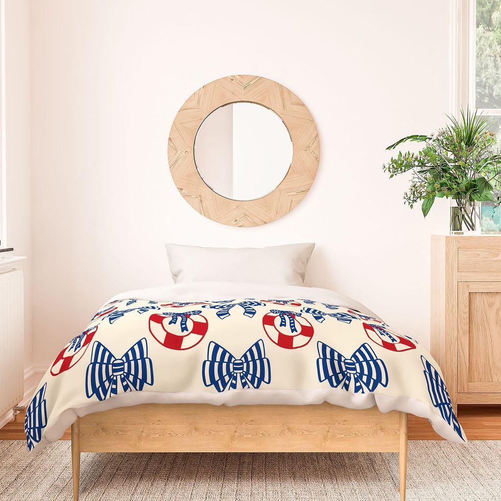 Design by Spark Nautical Christmas Bows Duvet Cover