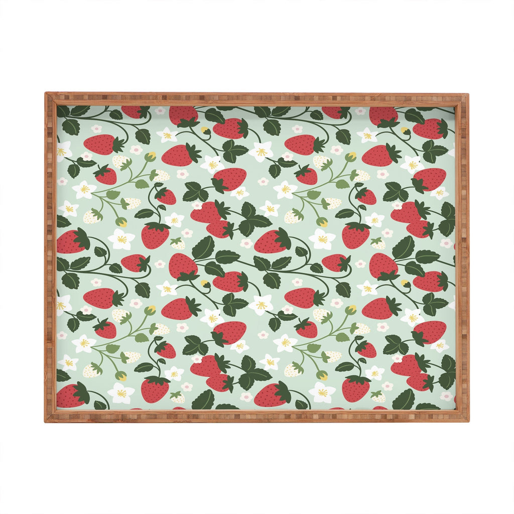 Design by Spark Strawberry Florals Fields Rectangular Tray